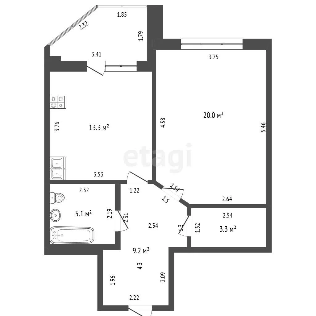 1-к квартира, 50.9м² (улица Филатова, 19) - миниатюра 30