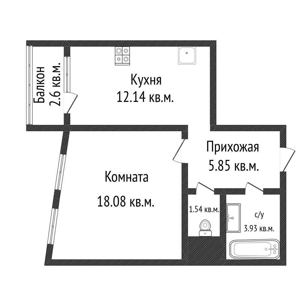 1-к квартира, 41.5м² (Гаражная улица, 81/3) - миниатюра 29