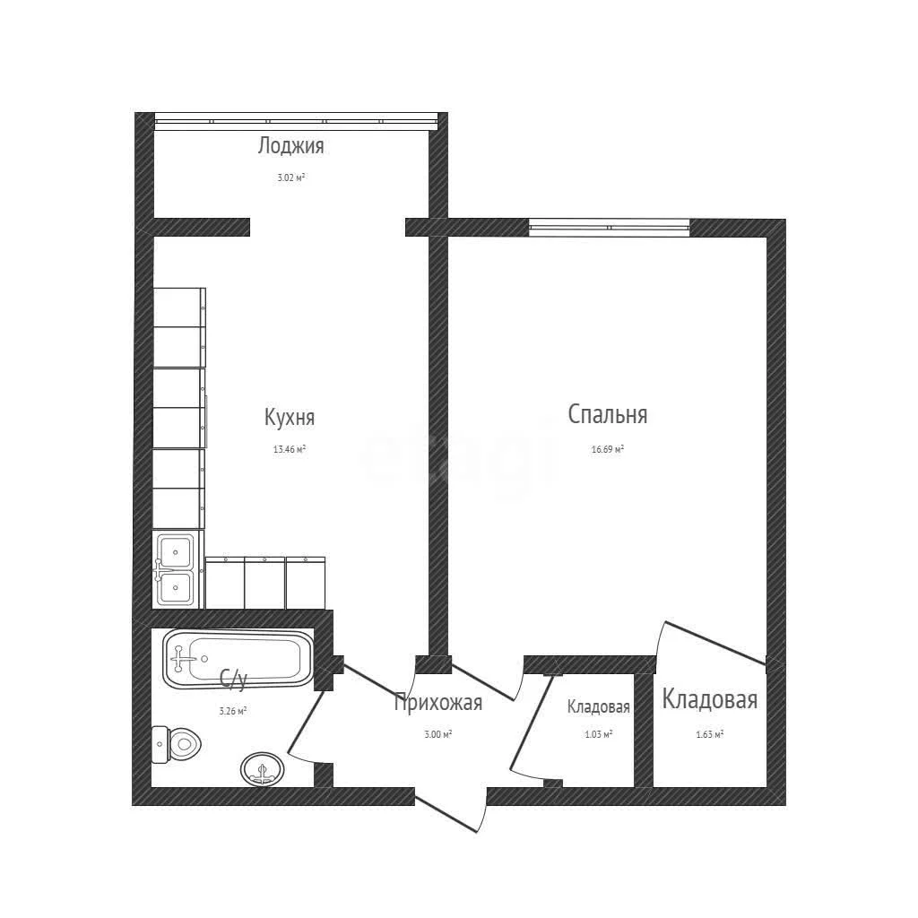 1-к квартира, 40.3м² (Российская улица, 74) - миниатюра 23
