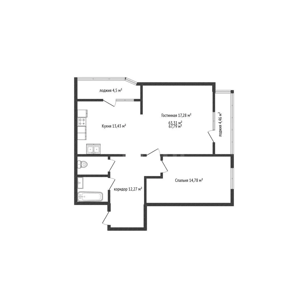 2-к квартира, 63.3м² (Домбайская улица, 57) - миниатюра 17