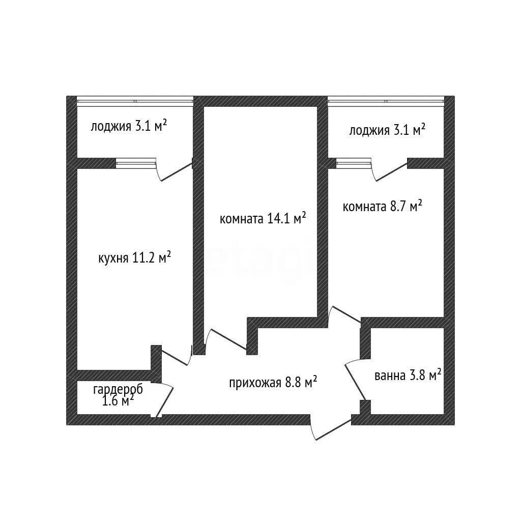 2-к квартира, 54м² (улица Петра Метальникова, 38) - миниатюра 13