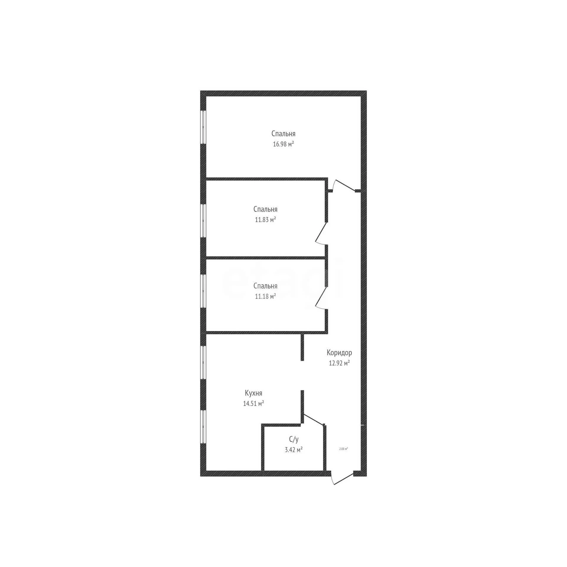3-к квартира, 69.9м² (улица имени 40-летия Победы, 89) - миниатюра 12