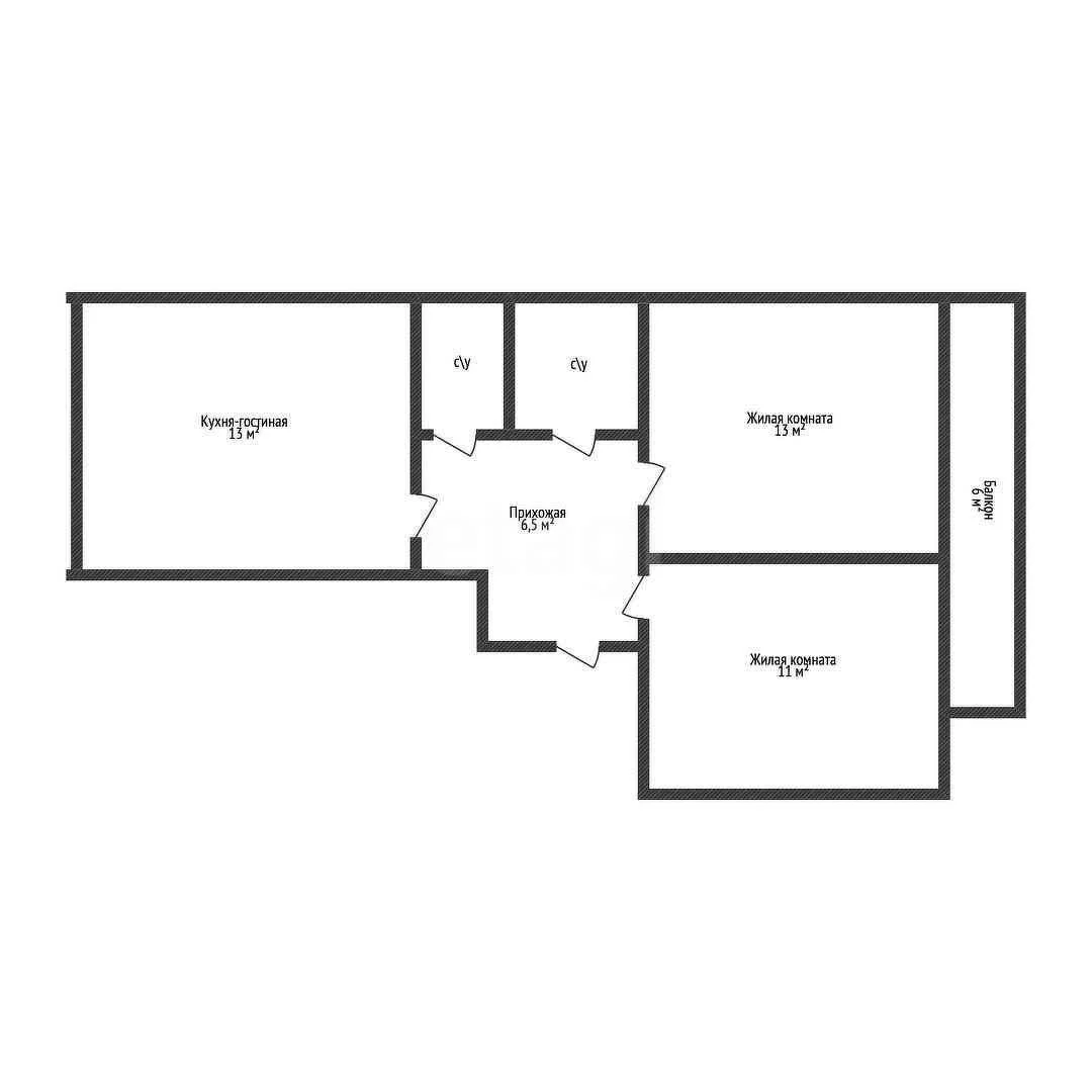 2-к квартира, 46.9м² (улица Лётчика Позднякова, 2) - миниатюра 17