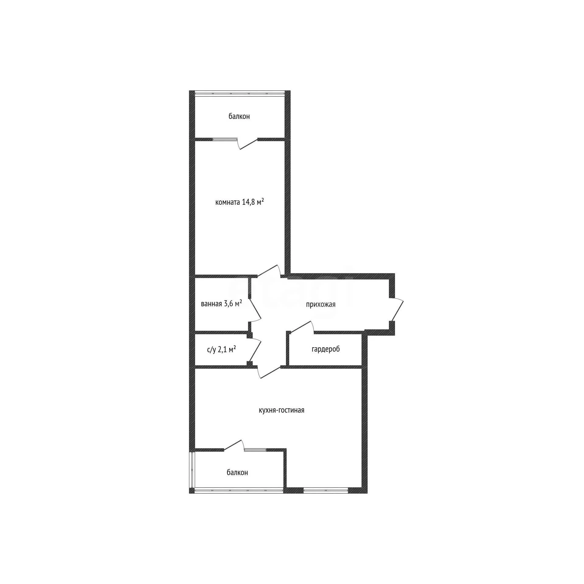2-к квартира, 58.8м² (улица Петра Метальникова, 3/1к2) - миниатюра 17