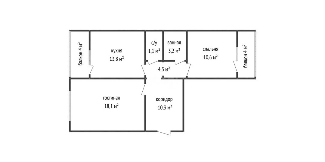 2-к квартира, 61.4м² (улица Снесарева, 18) - миниатюра 30