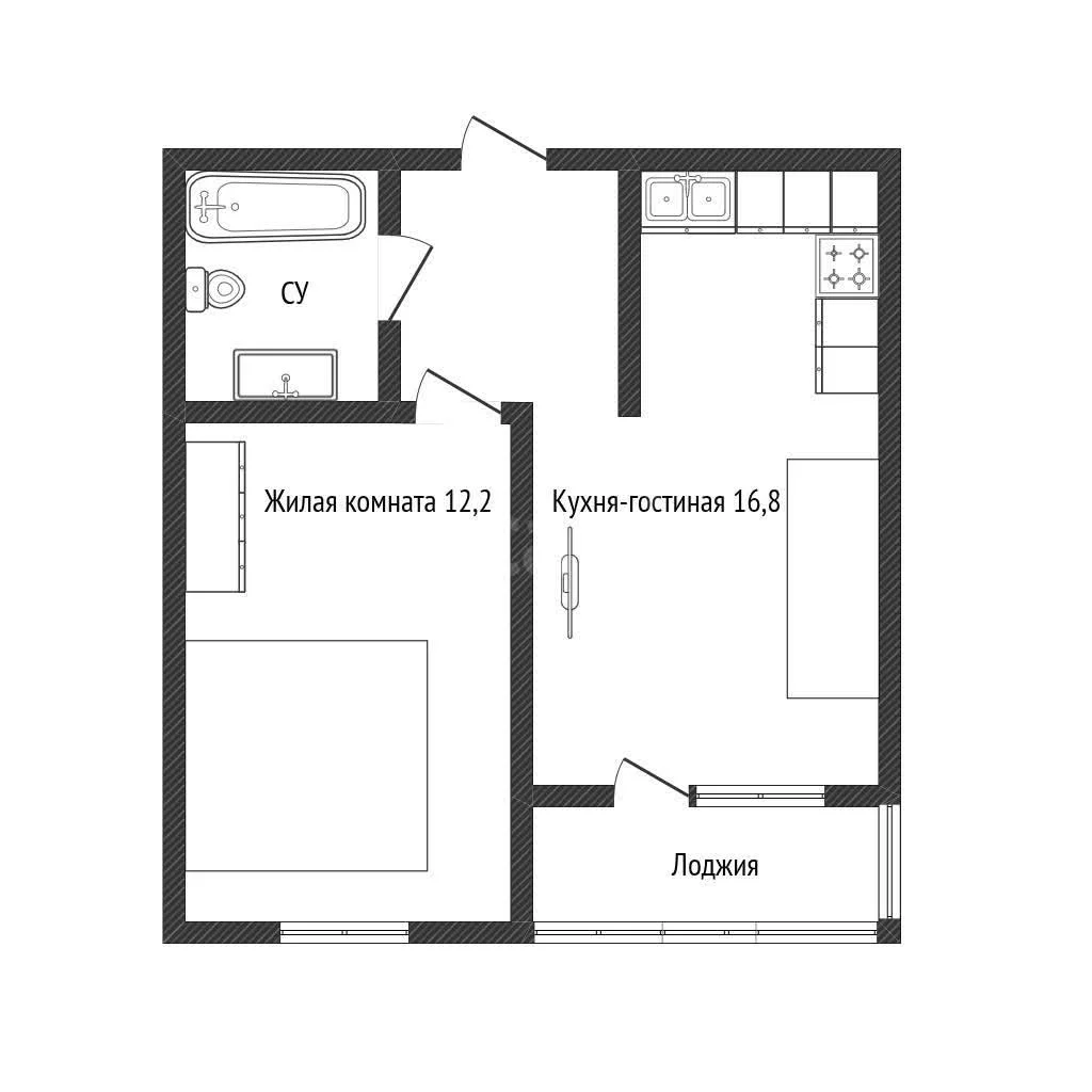 2-к квартира, 36.9м² (Первомайская улица, 4ак4) - миниатюра 14
