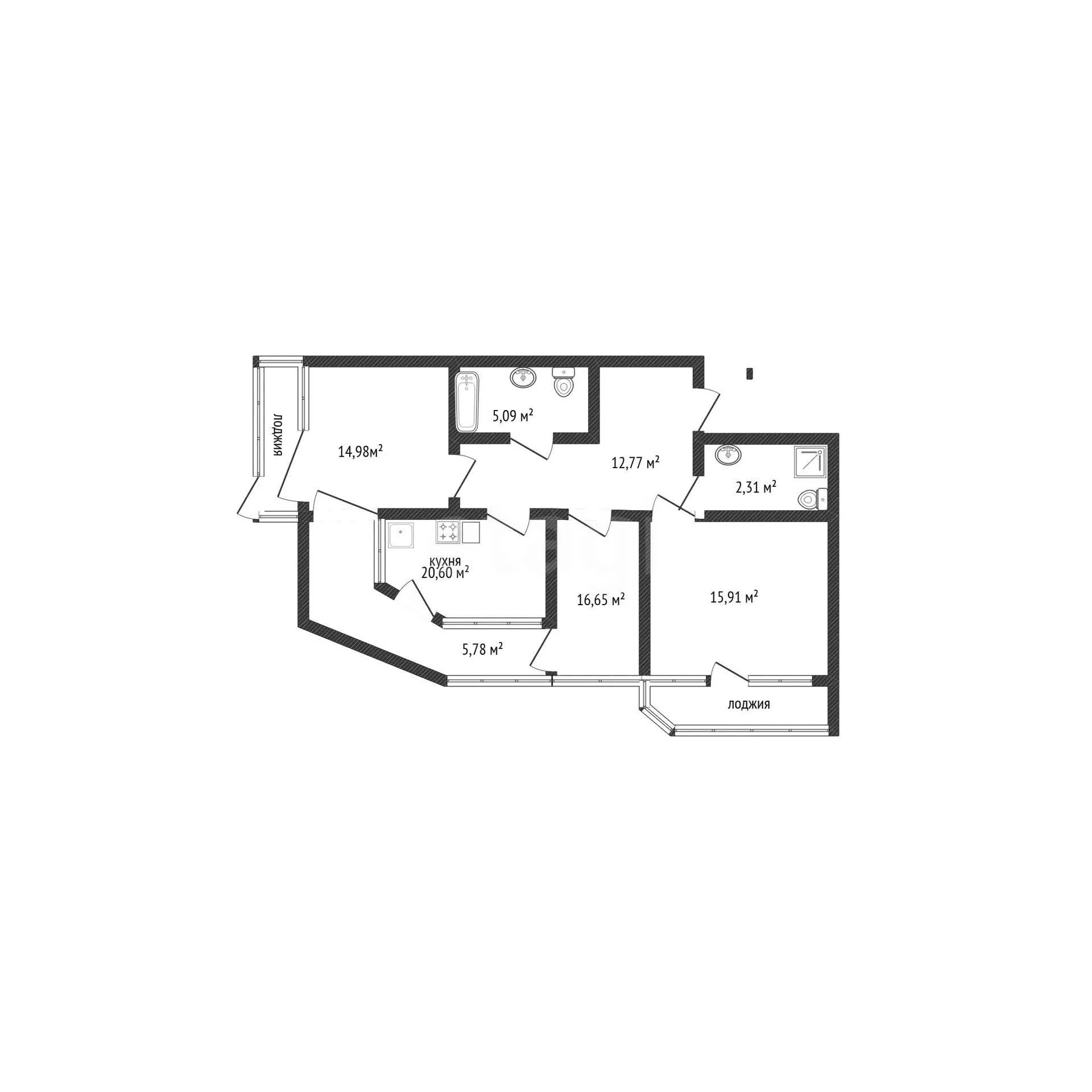 3-к квартира, 90.5м² (улица Каляева, 263/4) - миниатюра 19
