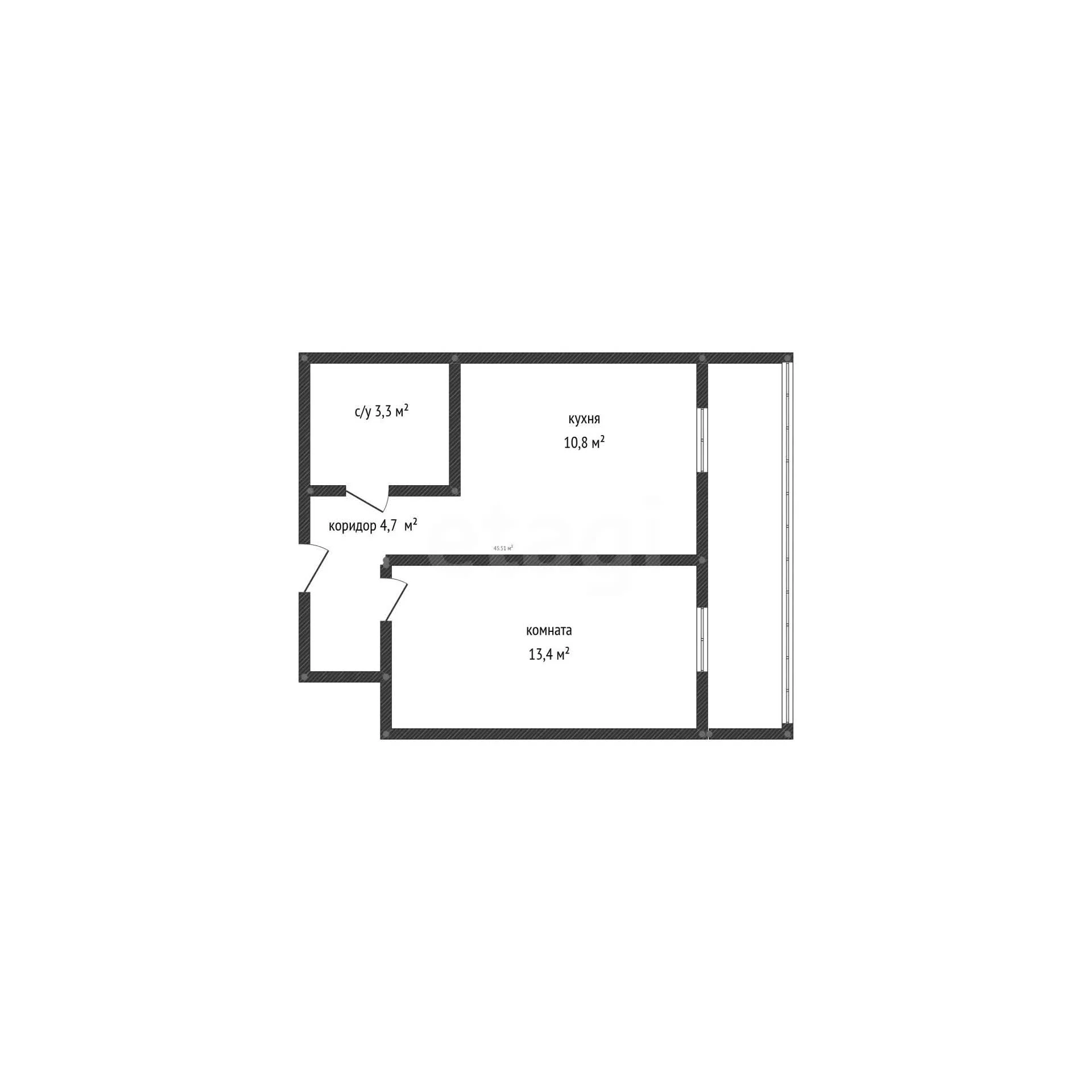 1-к квартира, 32.2м² (улица Ратной Славы, 48) - миниатюра 39