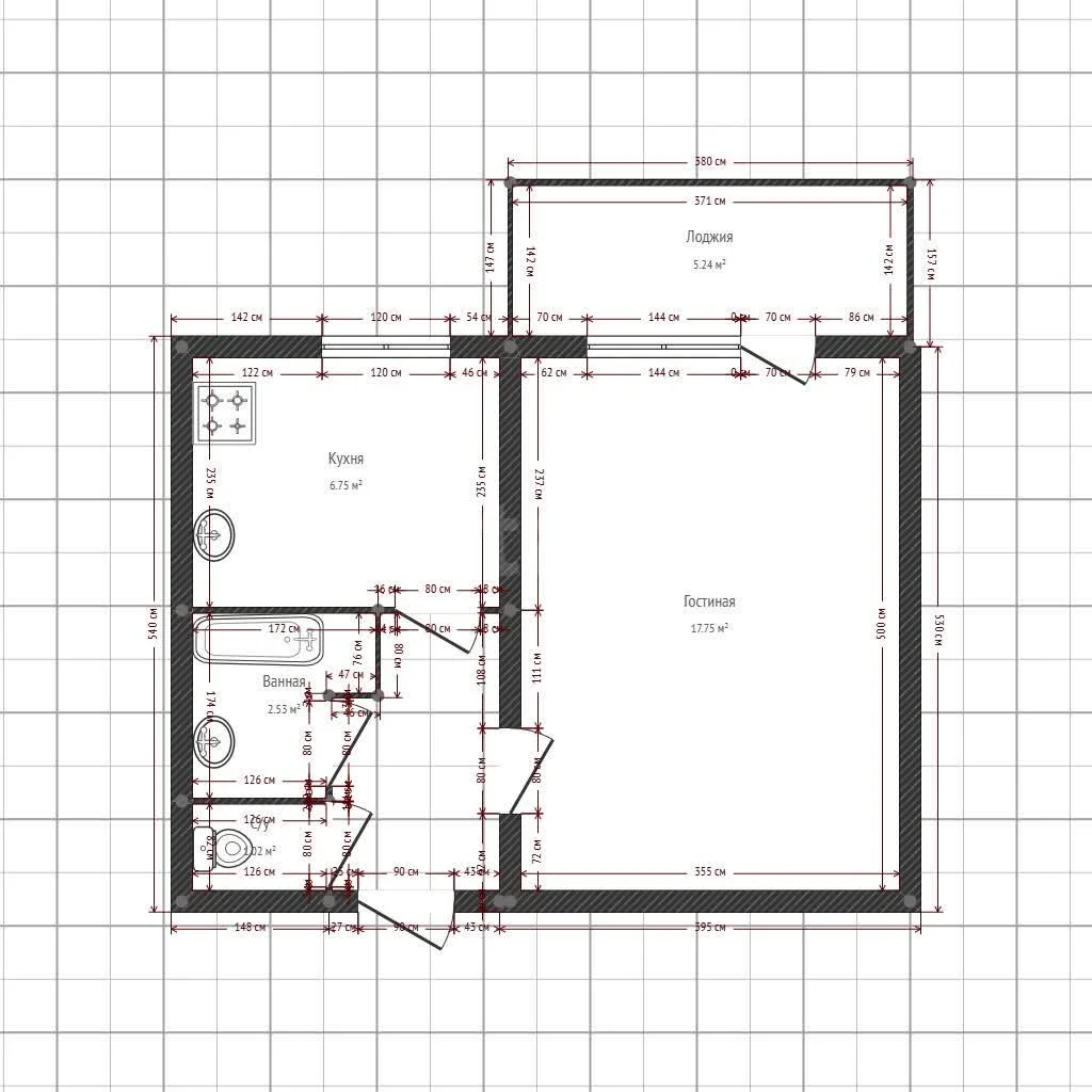 1-к квартира, 32.1м² (Приозёрная улица, 13) - миниатюра 9