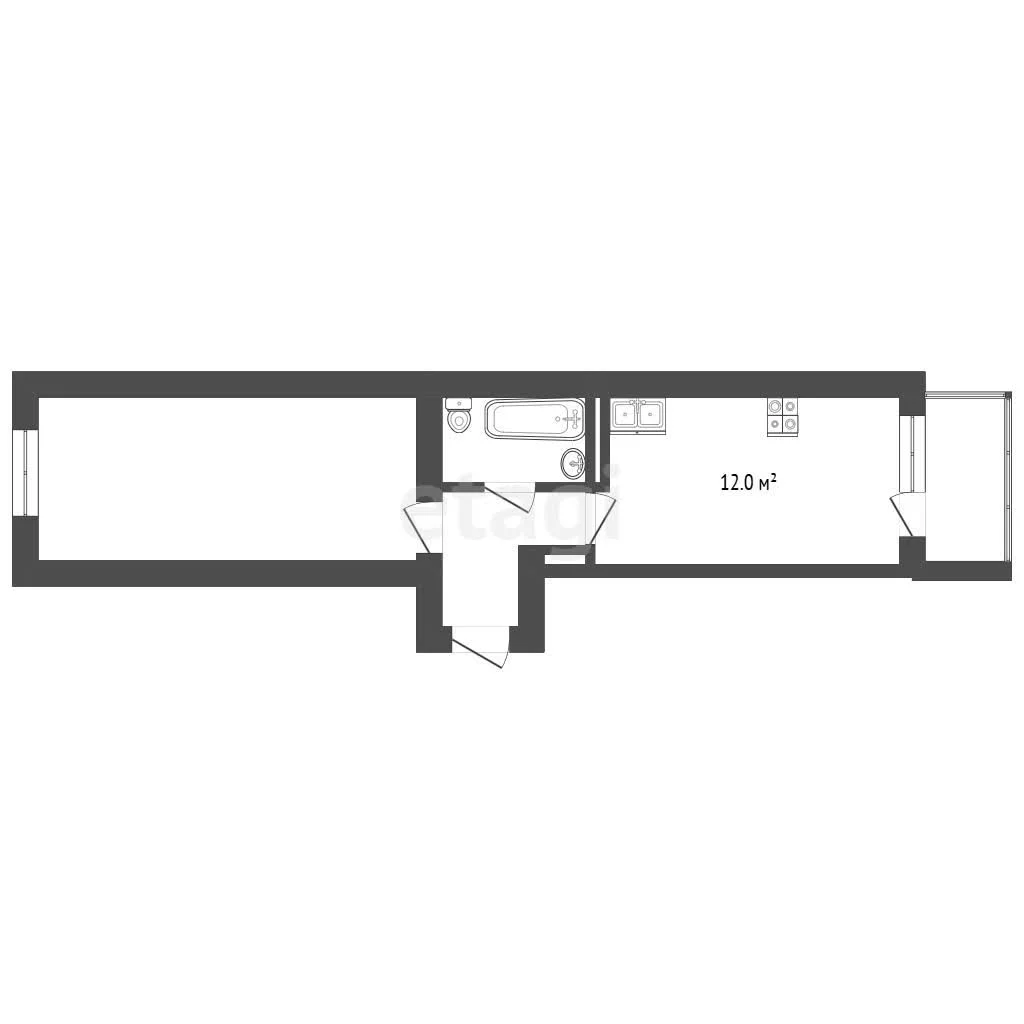 1-к квартира, 42м² (улица Куликова Поля, 35) - миниатюра 9