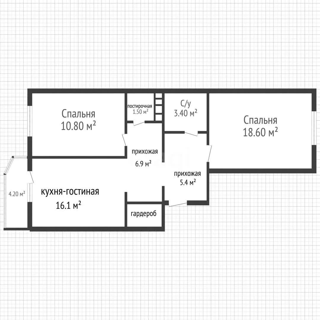 2-к квартира, 63.1м² (улица Героя А.А. Аверкиева, 15) - миниатюра 29