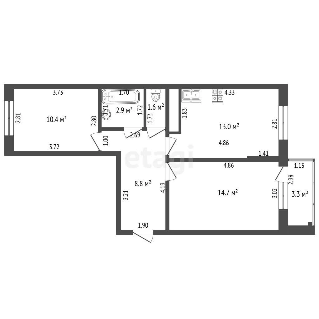 2-к квартира, 51.4м² (улица Западный Обход, 39/1к6) - миниатюра 28