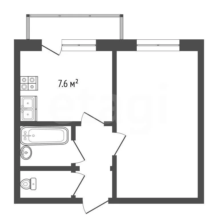 1-к квартира, 30.7м² (улица имени Ф.И. Шаляпина, 31а) - миниатюра 6