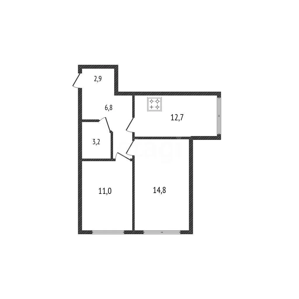2-к квартира, 51.5м² (улица имени Сергея Есенина, 112) - миниатюра 12