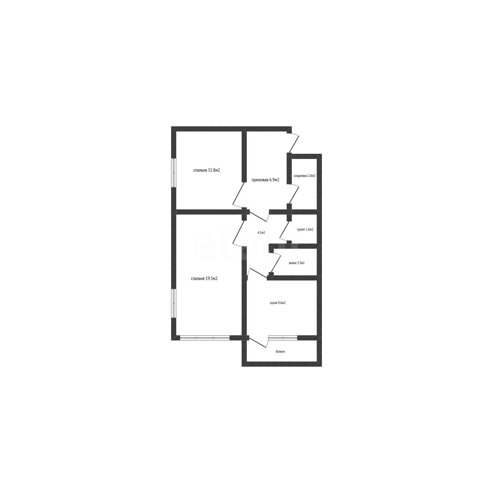 2-к квартира, 59.6м² (Зиповская улица, 39) - миниатюра 15