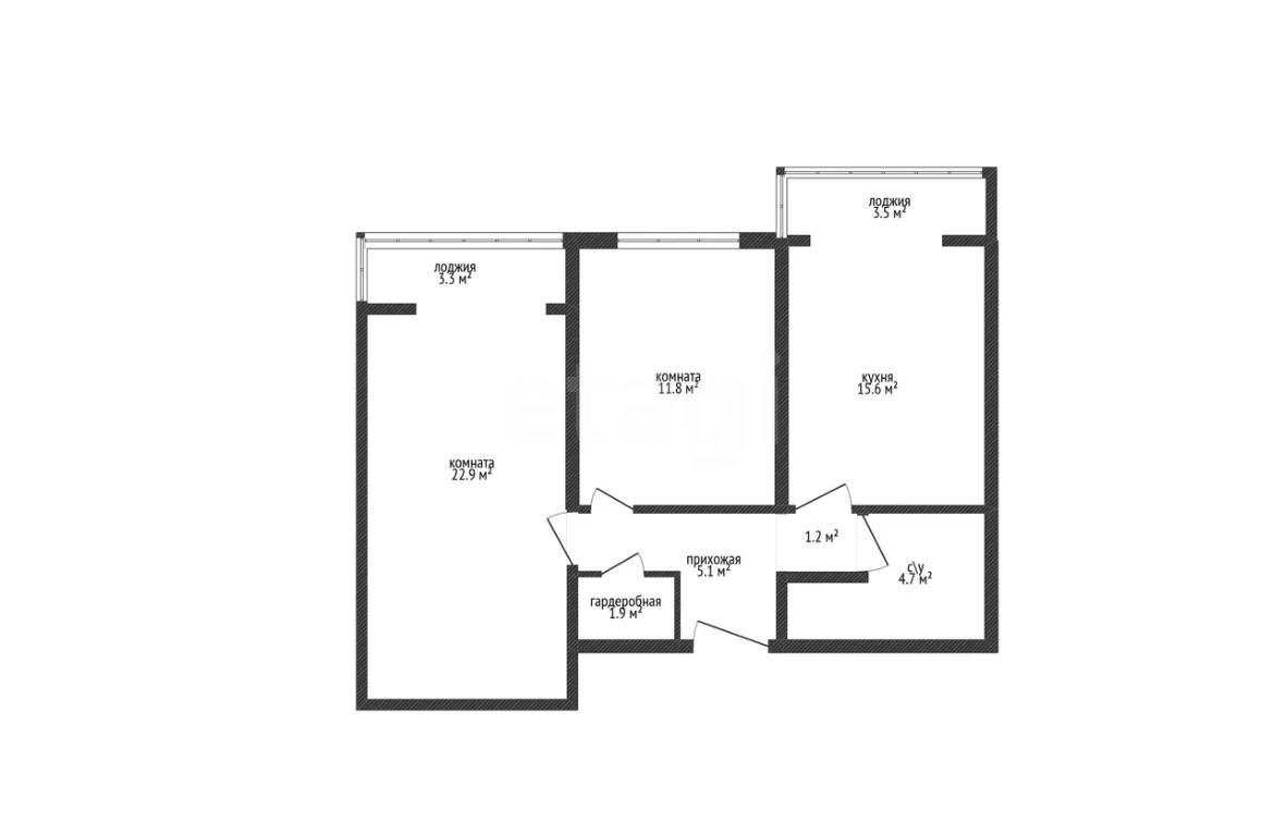 2-к квартира, 63м² (улица имени Валерия Гассия, 22) - миниатюра 27