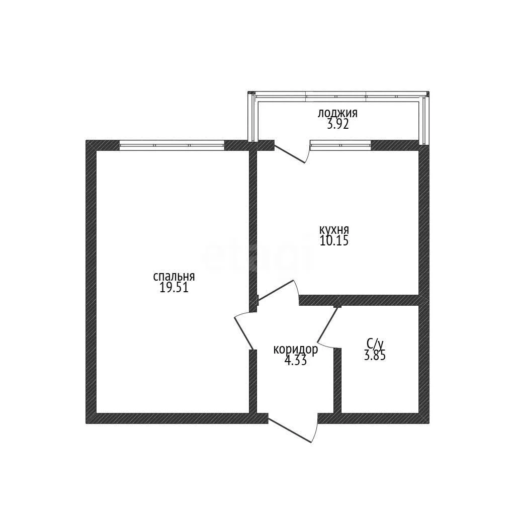 1-к квартира, 37.8м² (улица имени Валерия Гассия, 26) - миниатюра 14