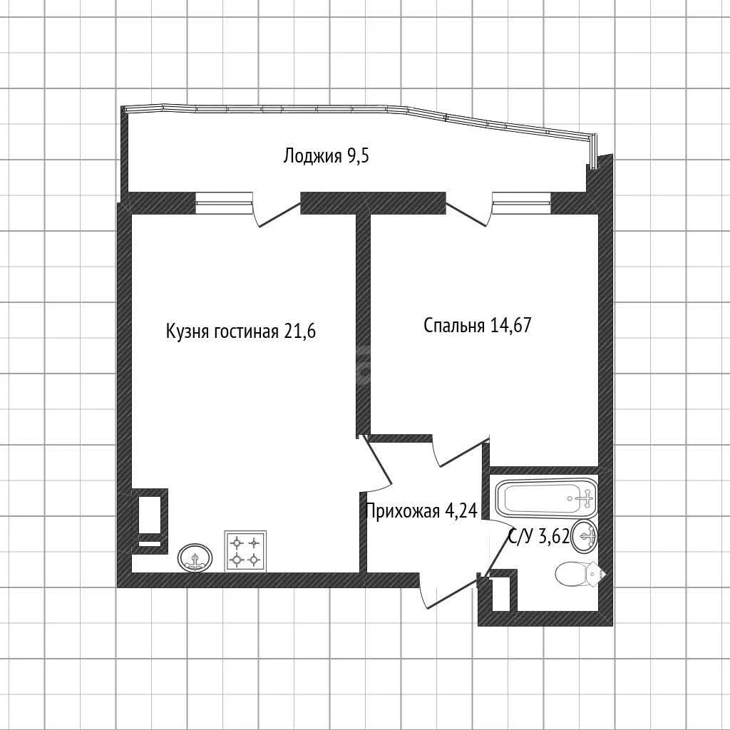 2-к квартира, 44.3м² (улица Петра Метальникова, 36) - миниатюра 17