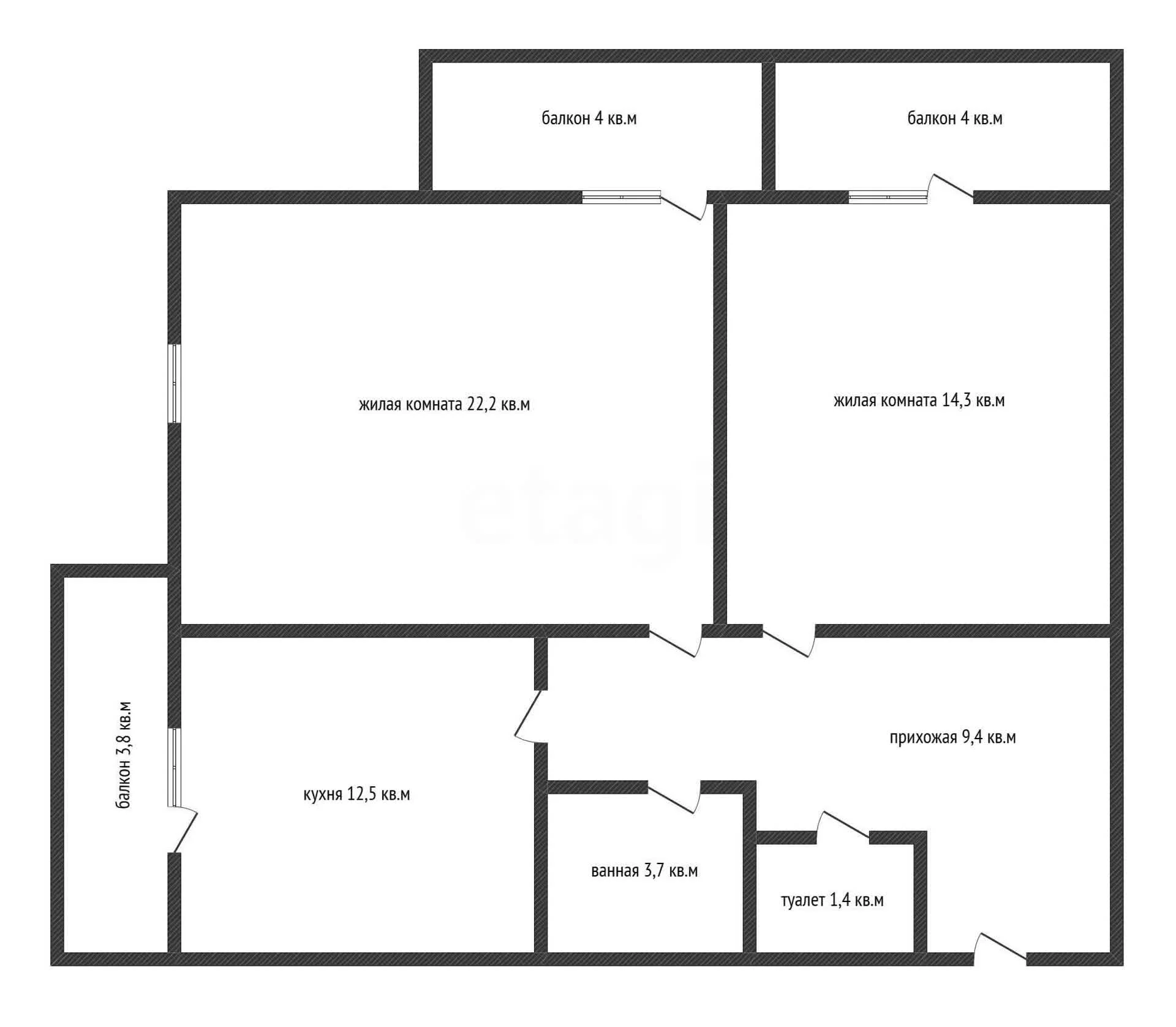 2-к квартира, 62.5м² (улица имени Валерия Гассия, 2) - миниатюра 27