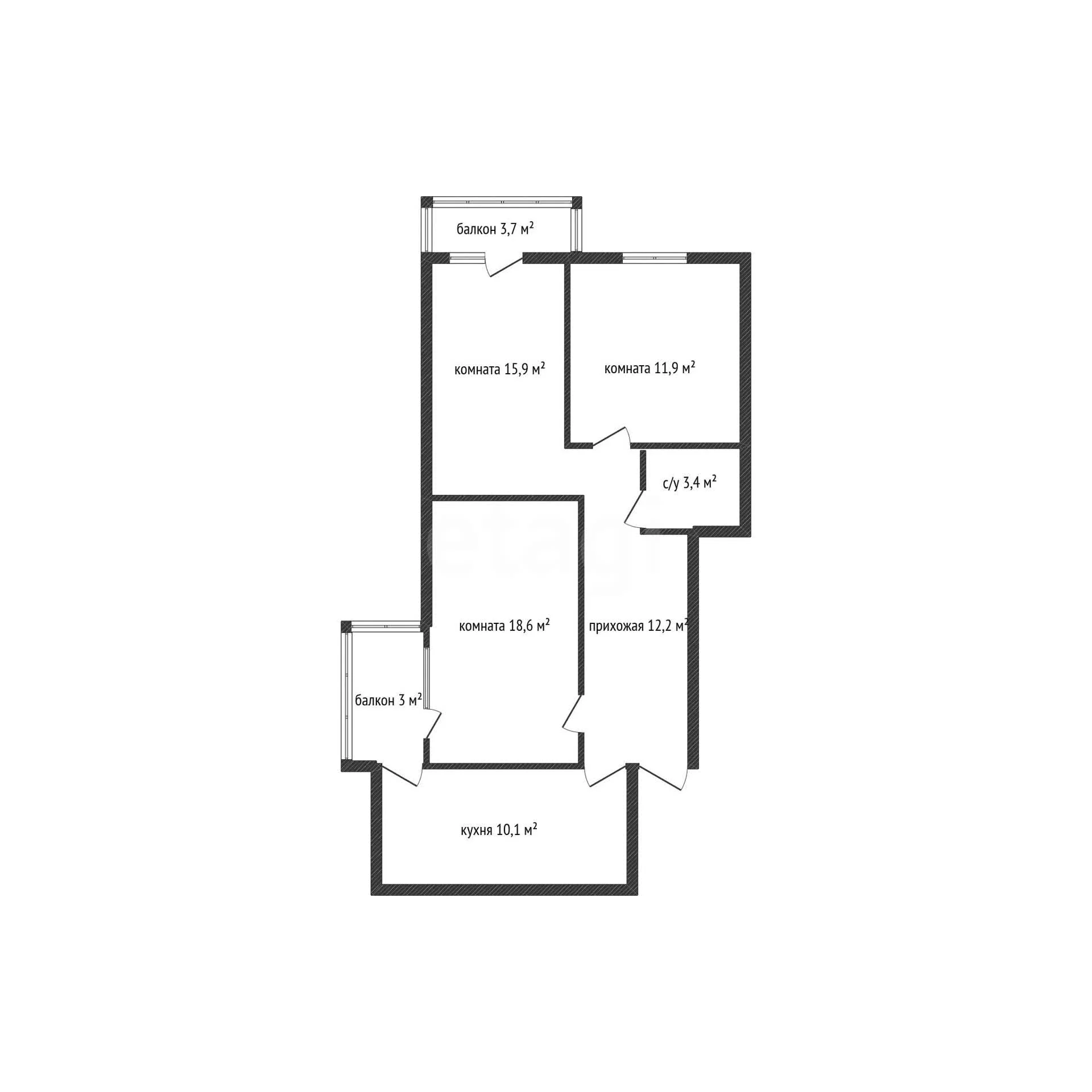3-к квартира, 75.1м² (Византийская улица, 7) - миниатюра 12