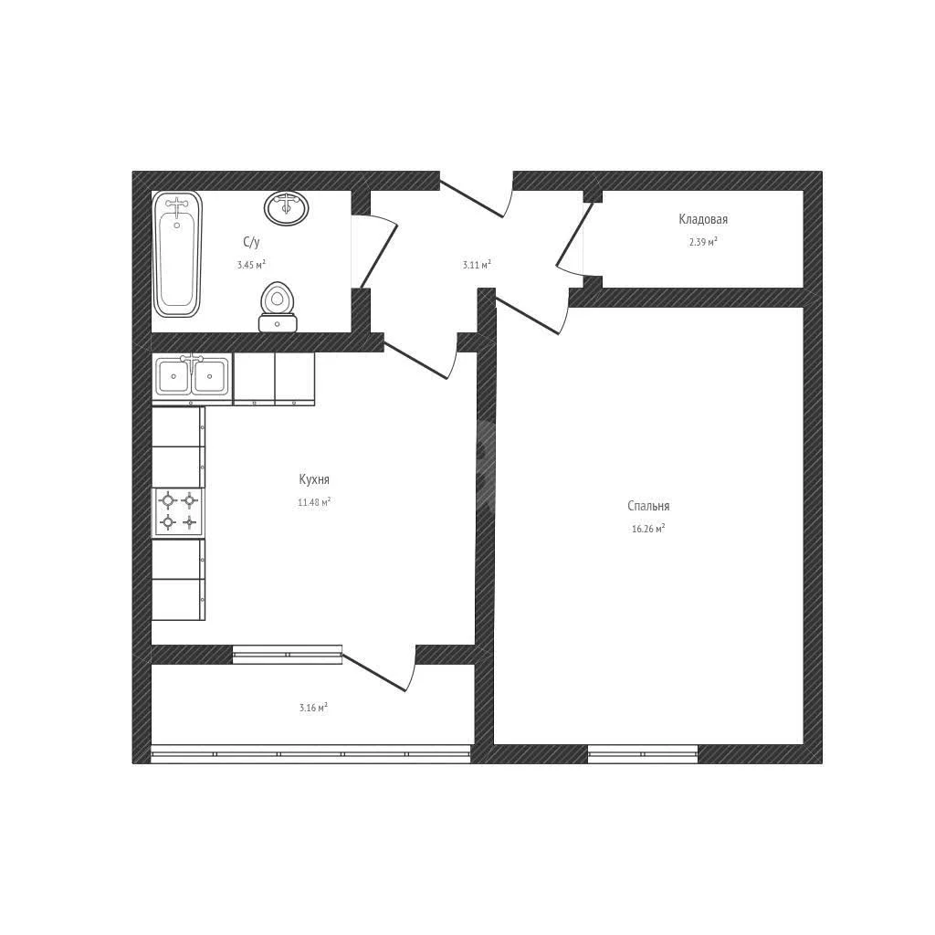 1-к квартира, 36.9м² (Конгрессная улица, 19/1к1) - изображение 1