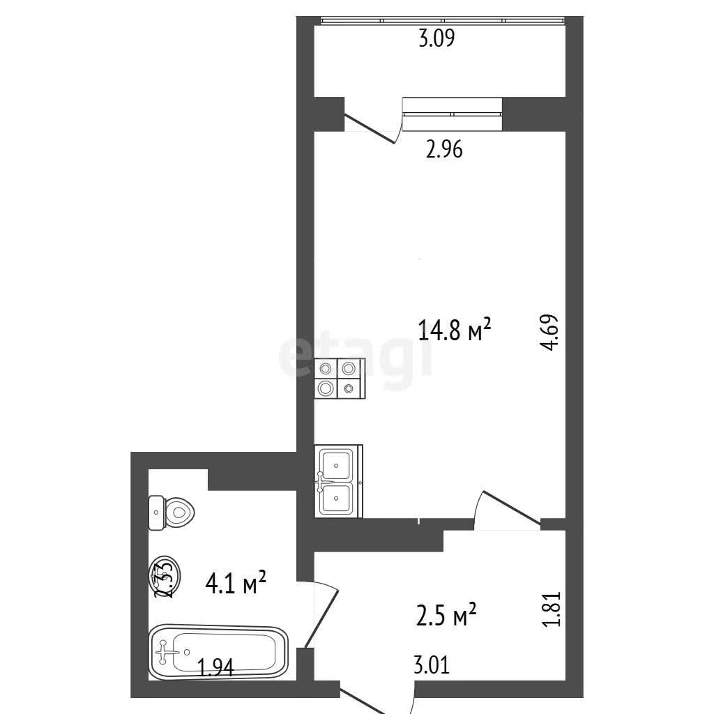 Студия, 23.2м² (улица Евгении Жигуленко, 25к3) - миниатюра 23