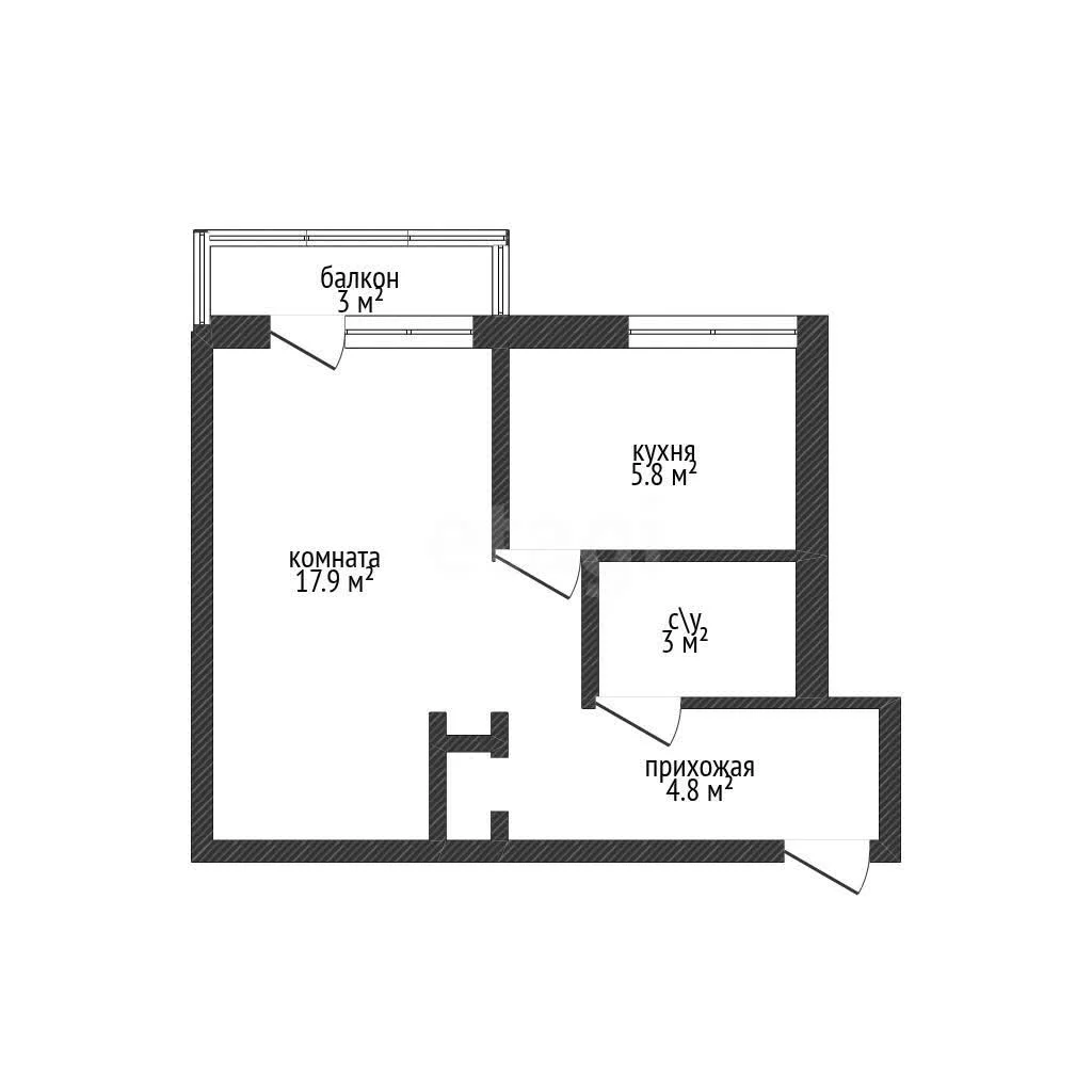 1-к квартира, 32м² (улица Евдокии Бершанской, 1) - миниатюра 17