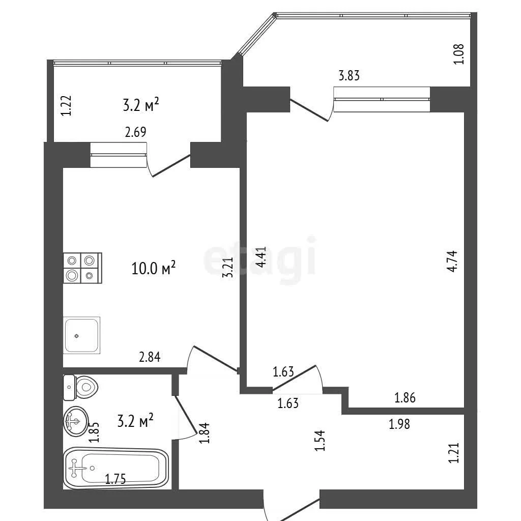 1-к квартира, 35м² (улица имени Ивана Лотышева, 11) - миниатюра 9