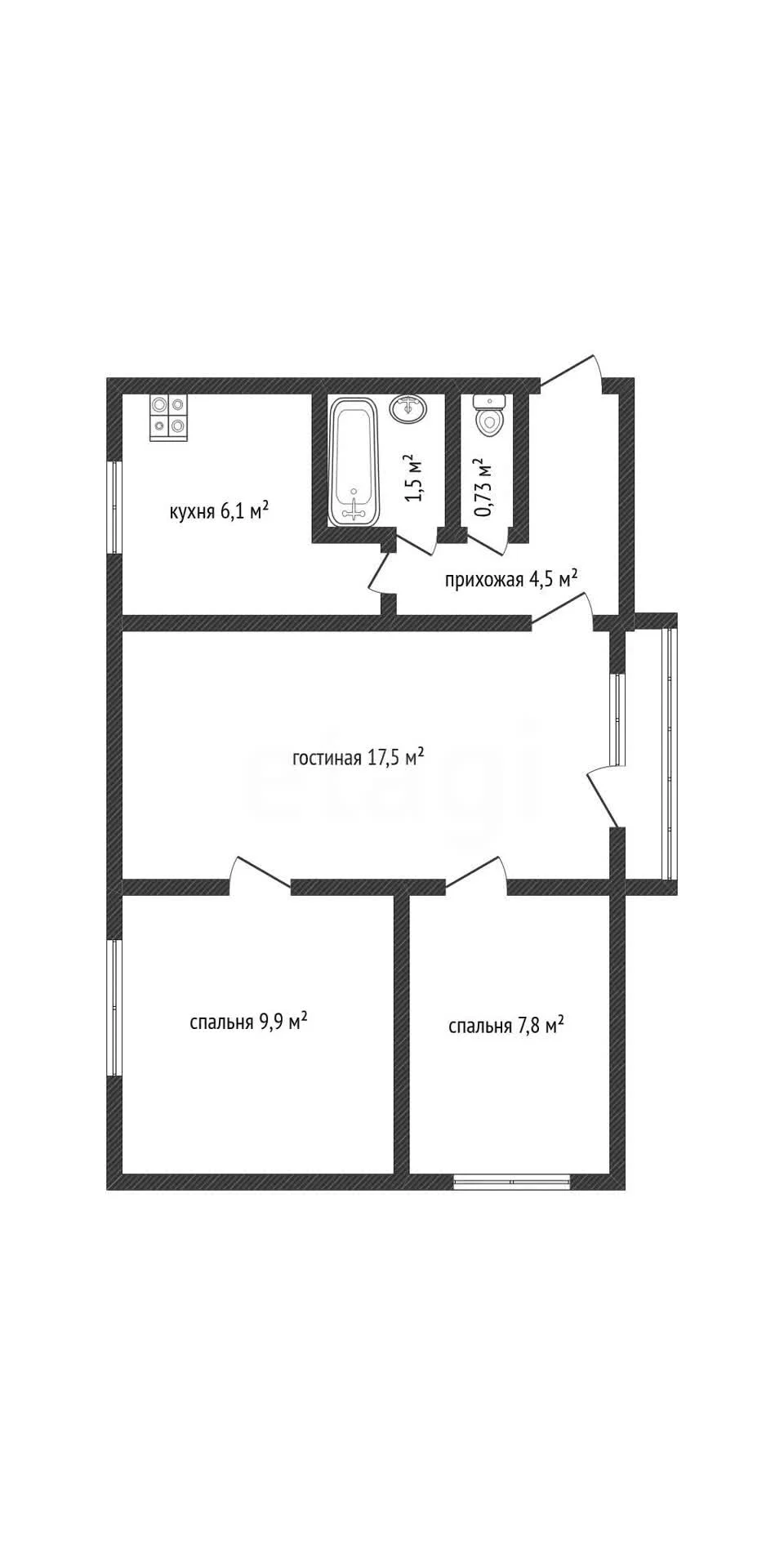 3-к квартира, 50м² (улица Трудовой Славы, 38) - миниатюра 26