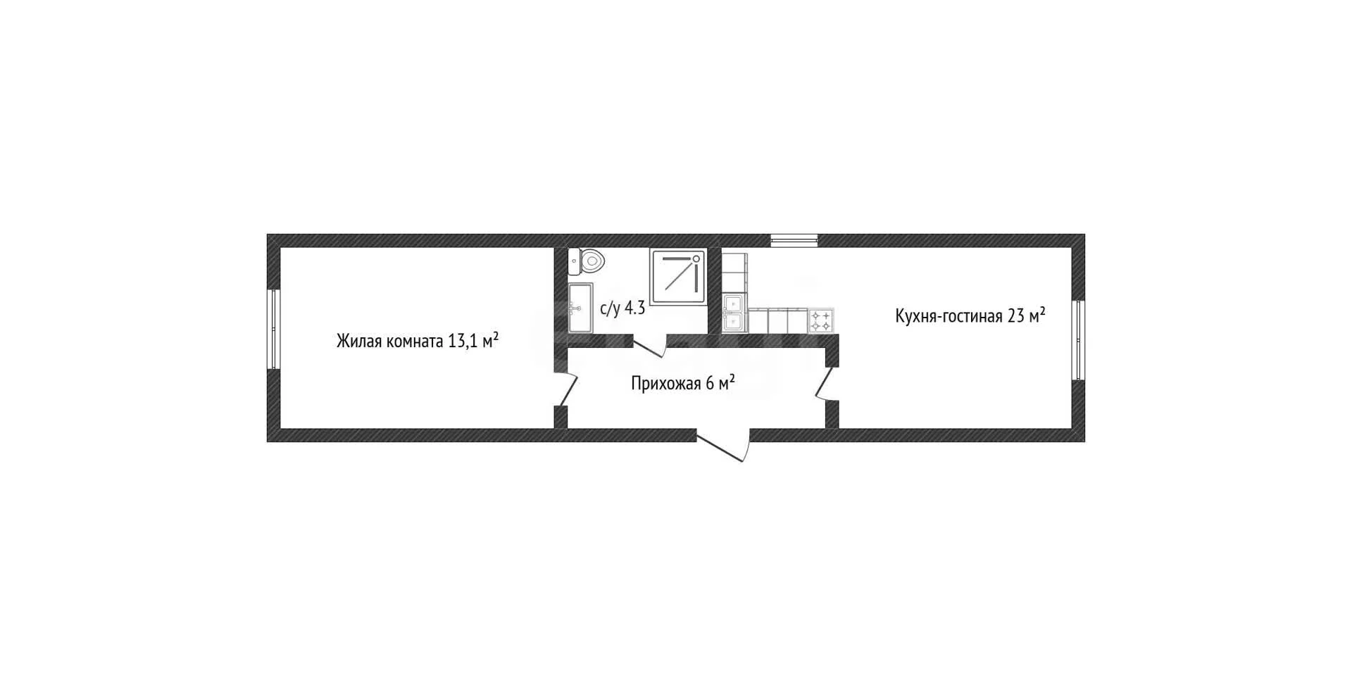 1-к квартира, 46.6м² (улица Леонида Лаврова, 91) - миниатюра 14