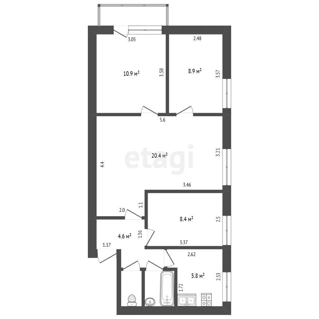 3-к квартира, 62м² (улица Красных Партизан, 161/3) - миниатюра 8