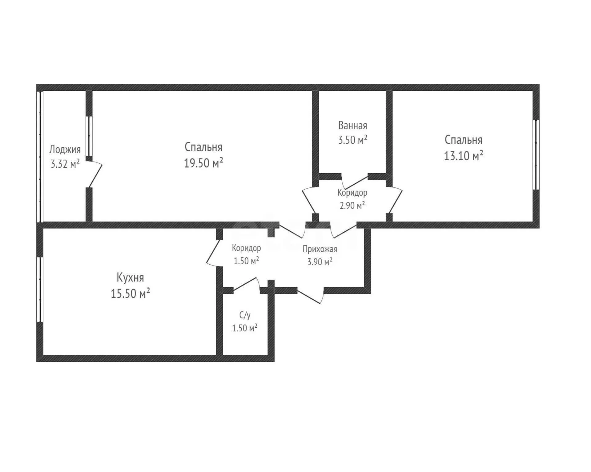 2-к квартира, 60.2м² (Кружевная улица, 16) - миниатюра 28