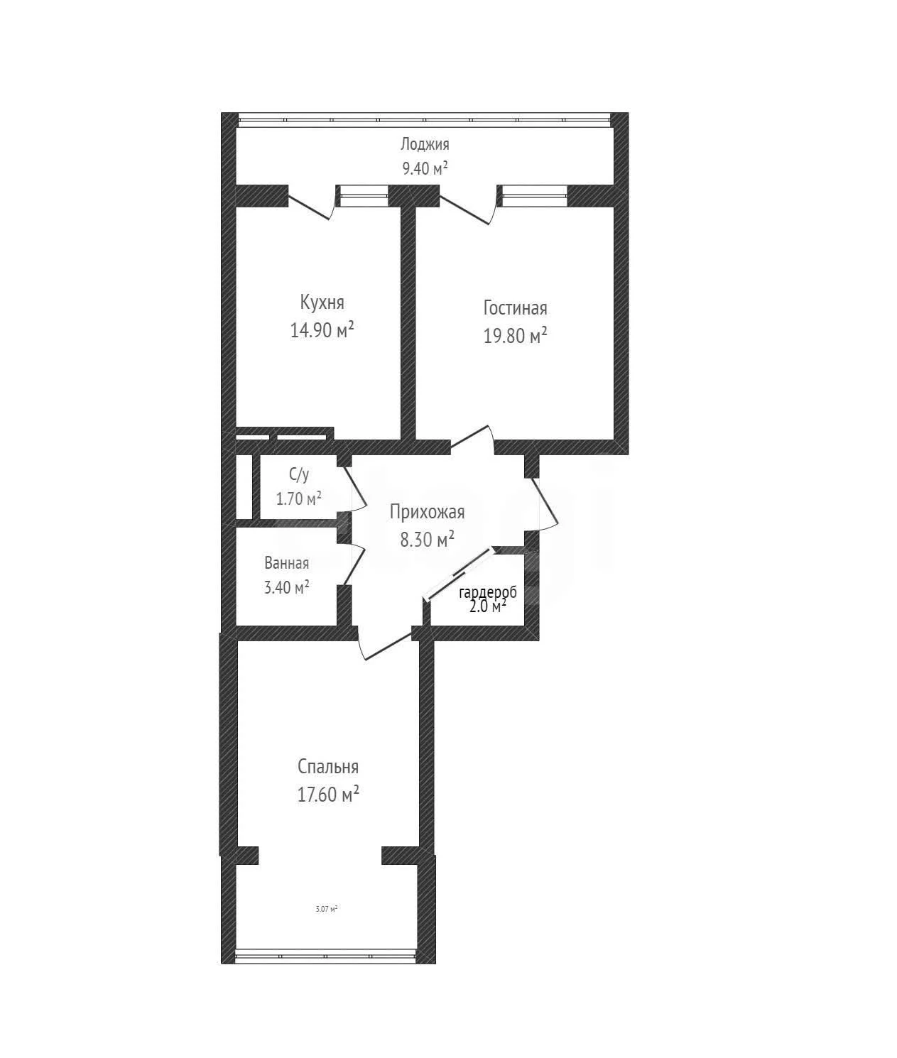 2-к квартира, 67.7м² (улица имени Симиренко, 71к1) - миниатюра 33