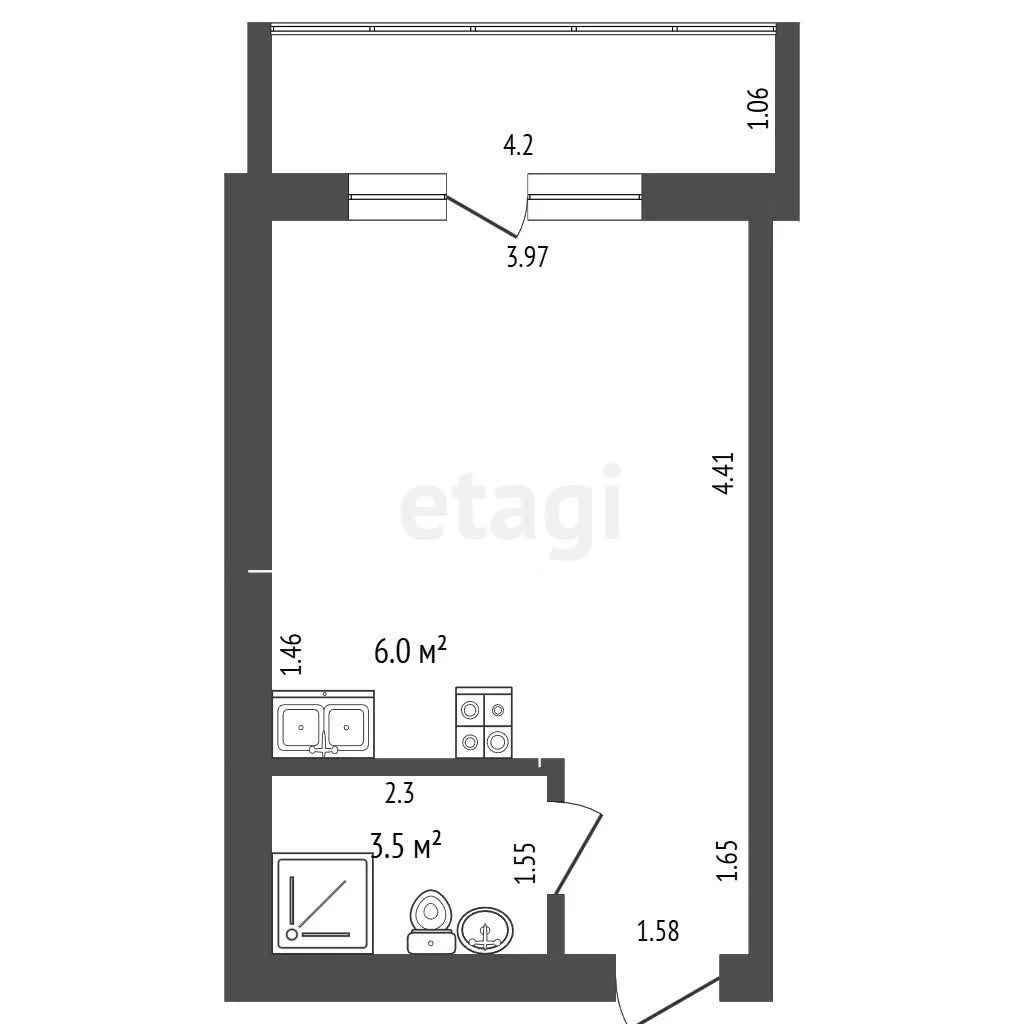 Студия, 23.7м² (улица имени Ивана Лотышева, 11) - миниатюра 7