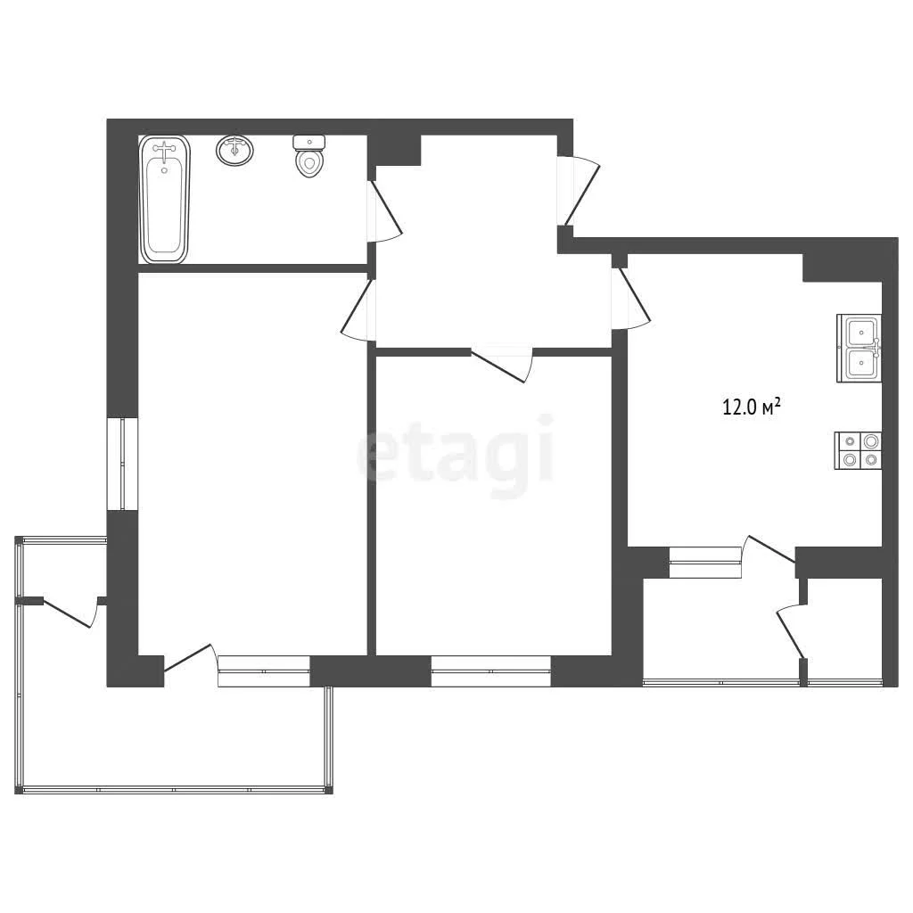 2-к квартира, 60.5м² (улица Автолюбителей, 1г) - миниатюра 31