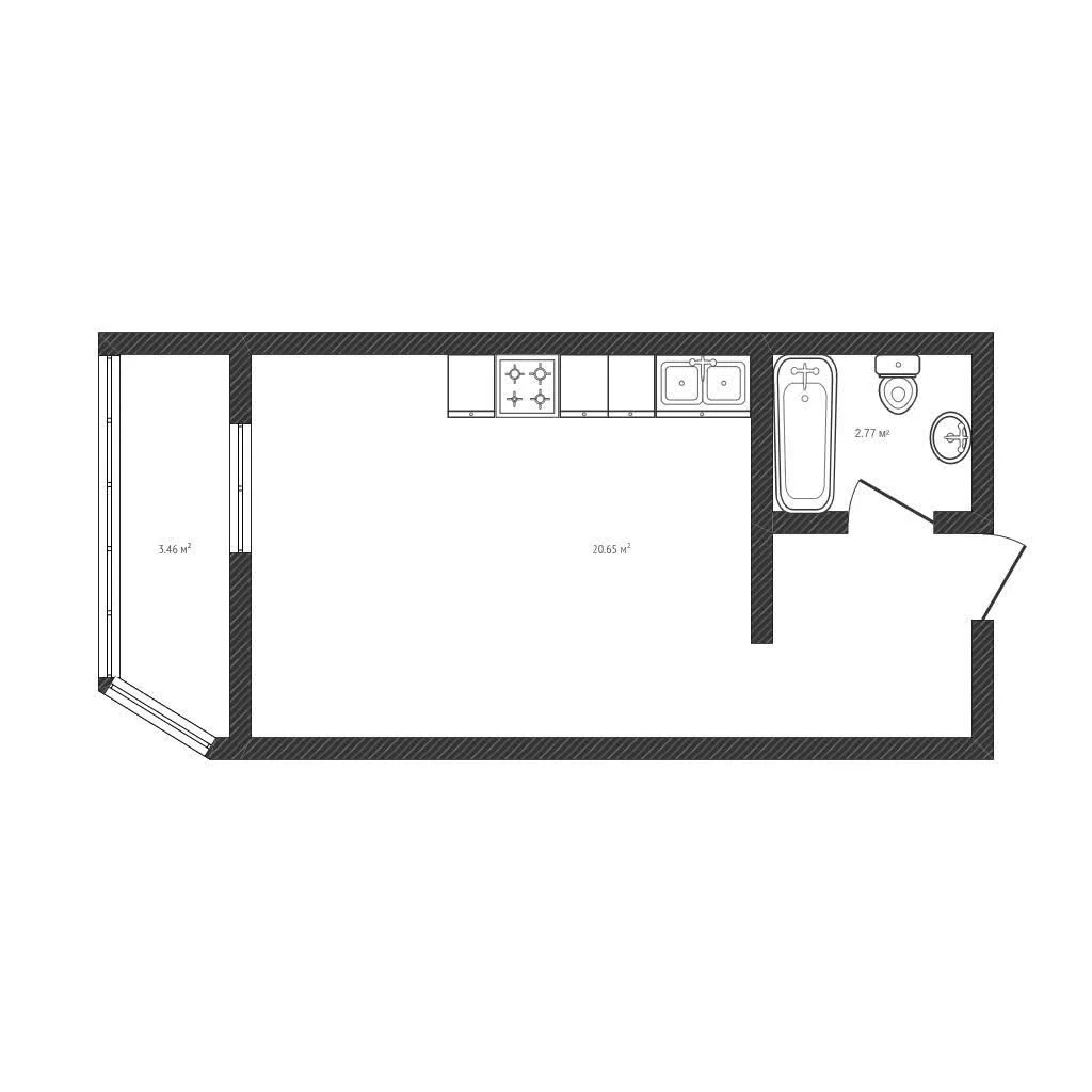 Студия, 23.4м² (Командорская улица, 3к2) - миниатюра 35