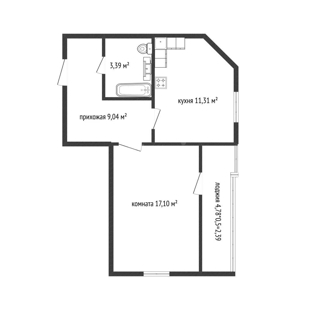 1-к квартира, 44м² (2-я Целиноградская улица, 44к2) - миниатюра 13