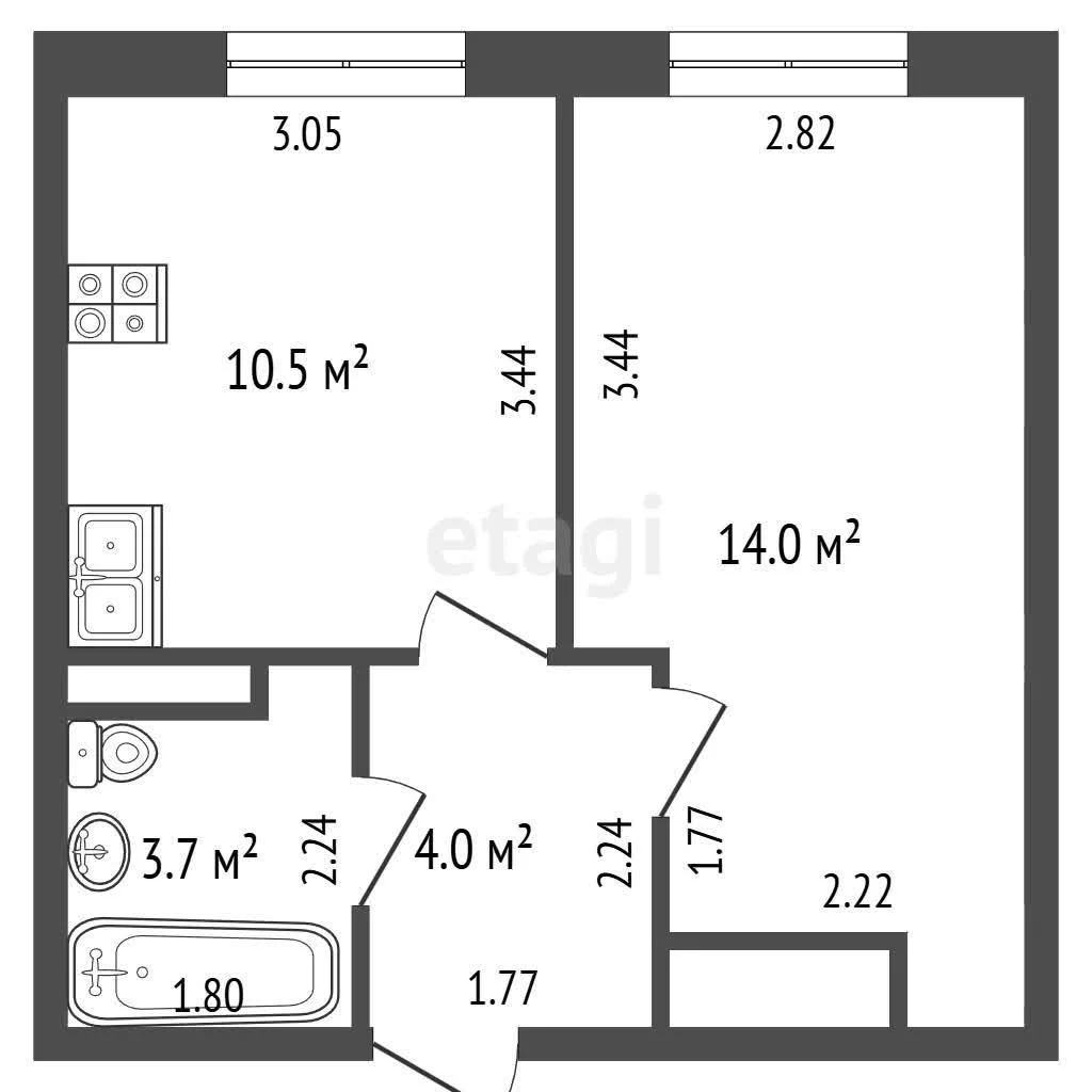1-к квартира, 32.2м² (Береговая улица, 1к9) - миниатюра 7