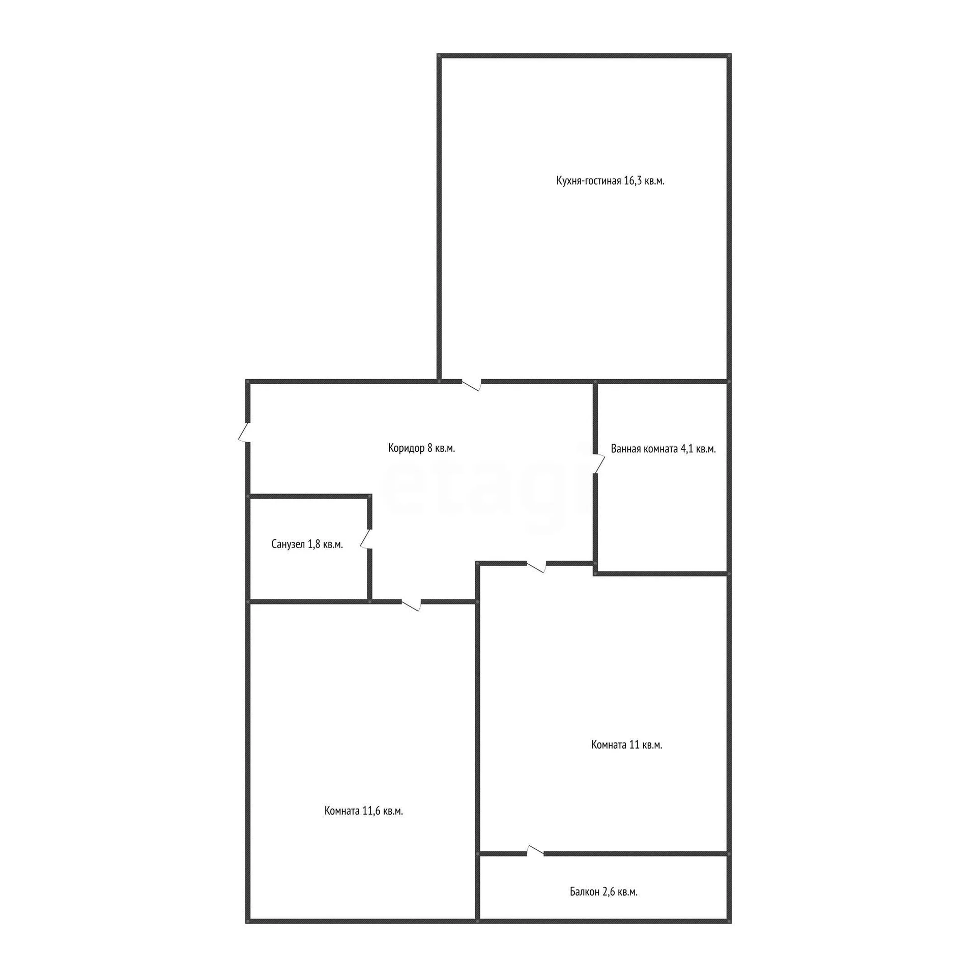 2-к квартира, 52.8м² (Сербская улица, 6/5) - изображение 1