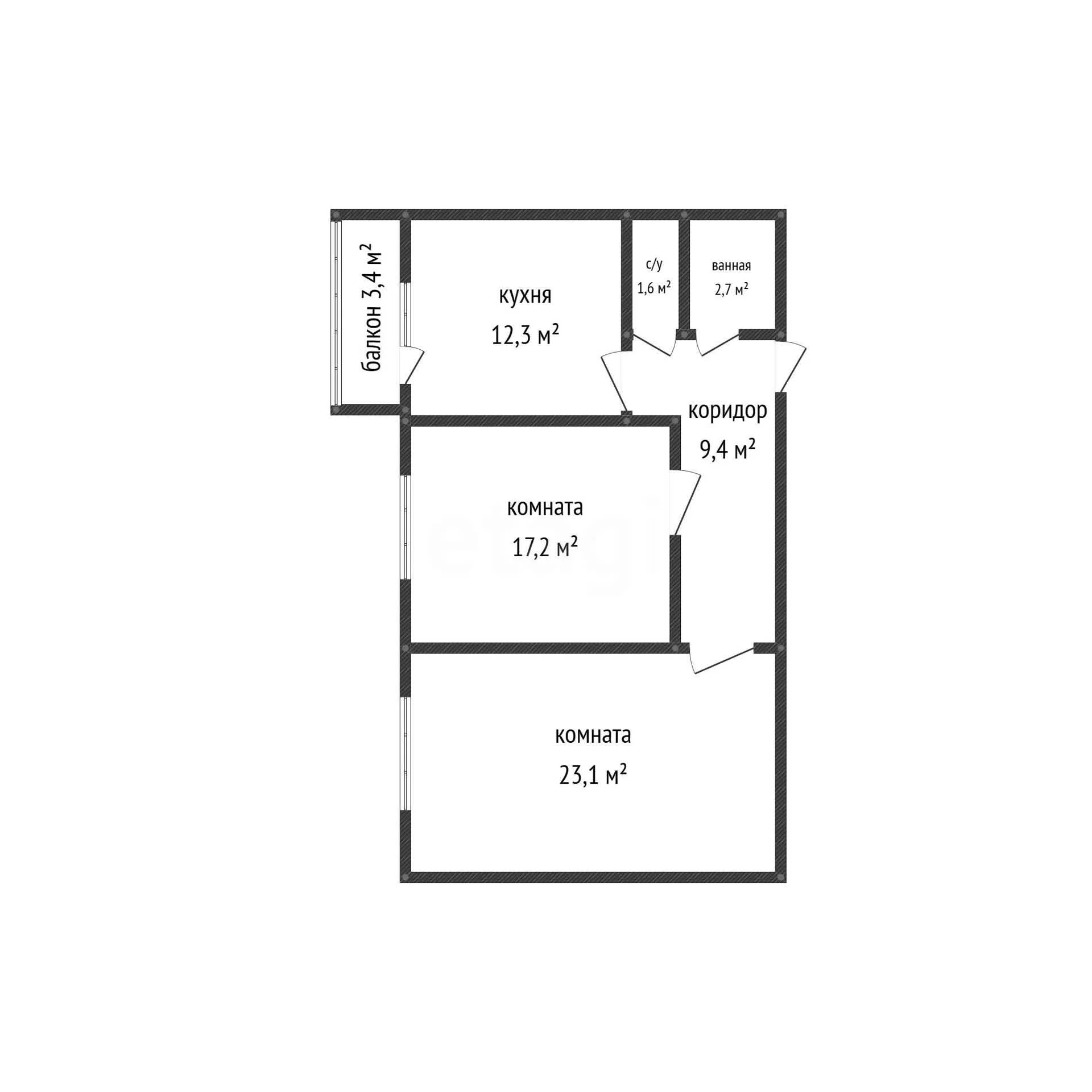 2-к квартира, 66.3м² (улица Лавочкина, 15) - миниатюра 21