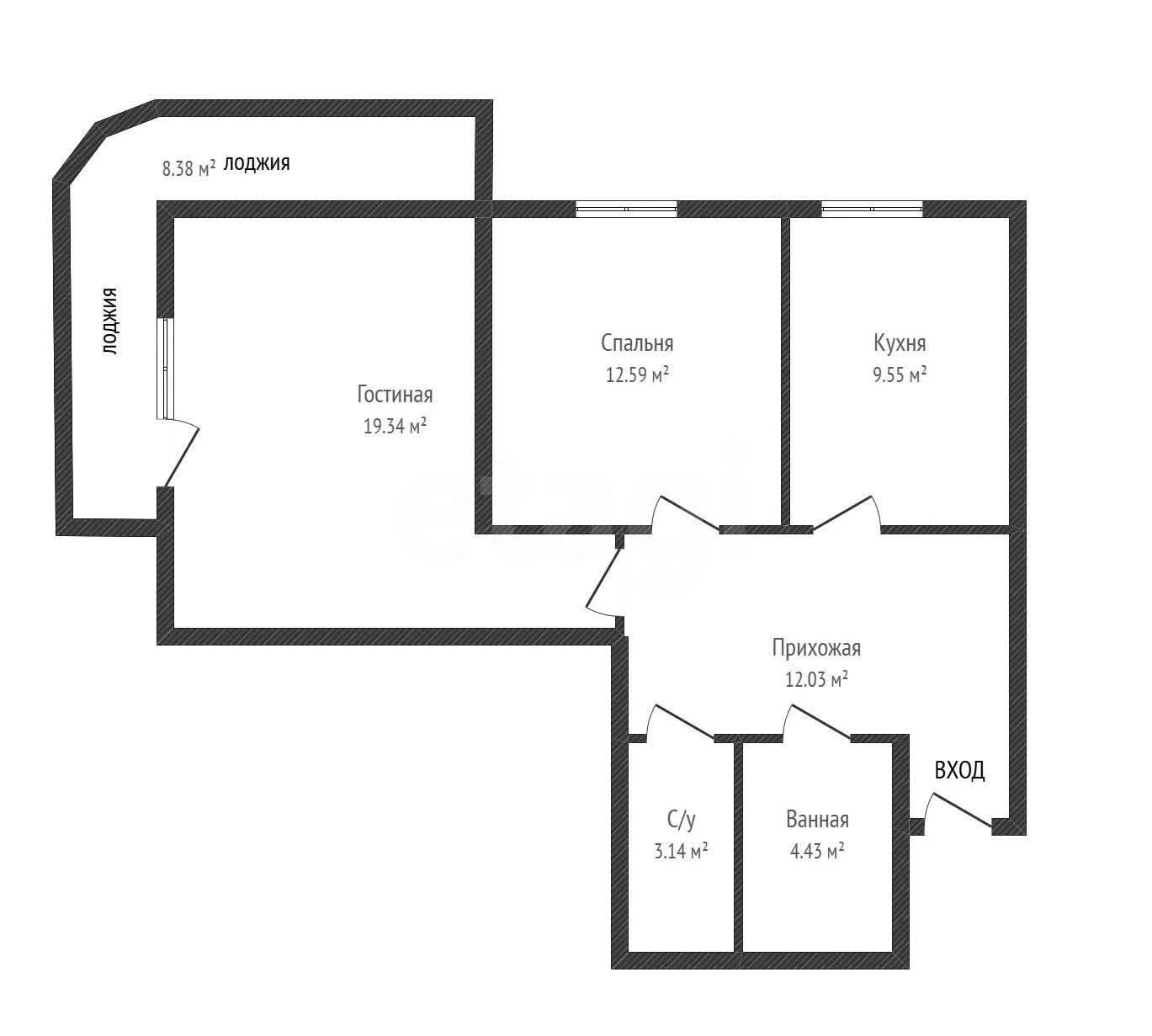 2-к квартира, 60.7м² (улица имени 40-летия Победы, 133) - миниатюра 18