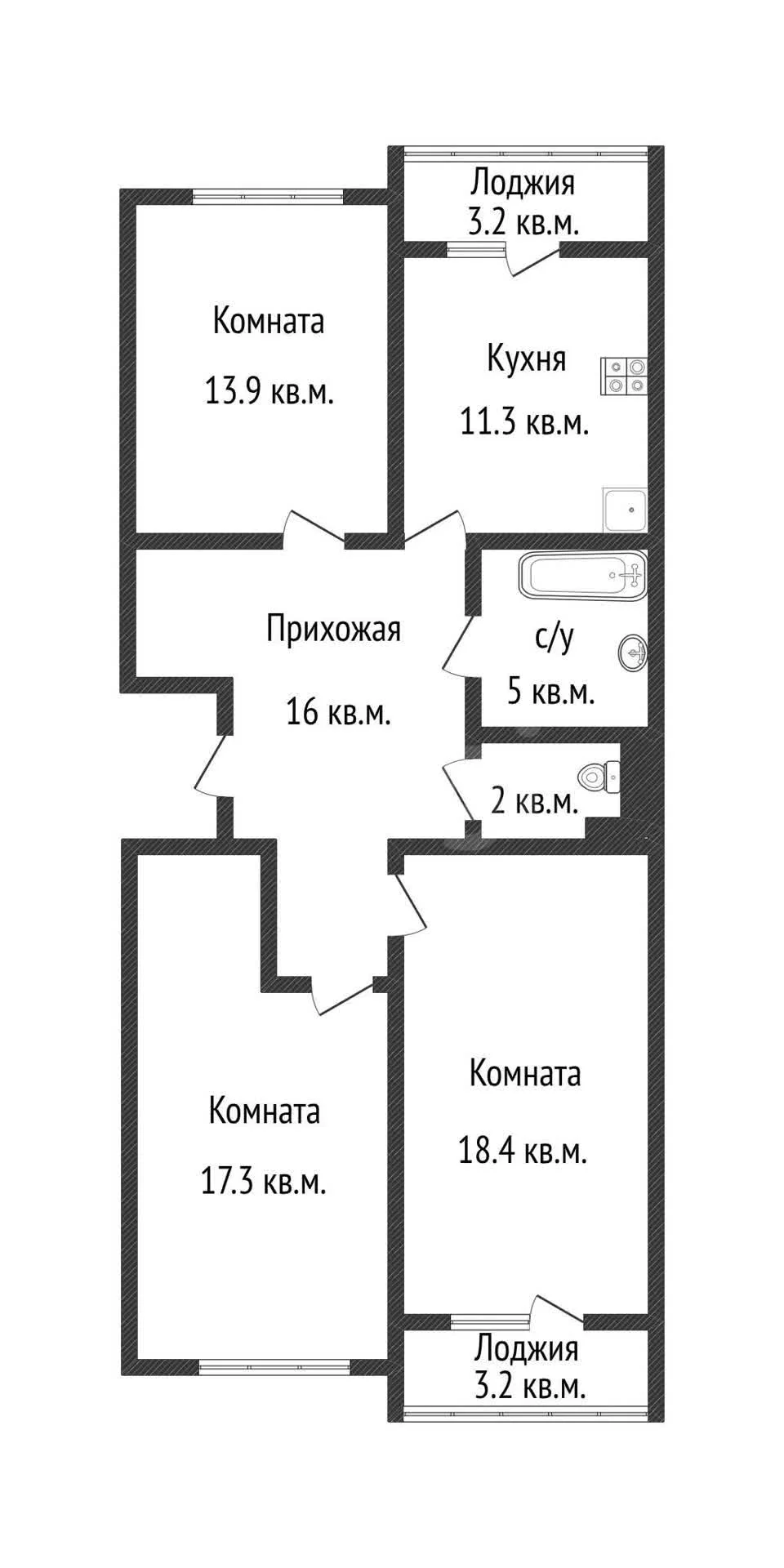 3-к квартира, 83.9м² (улица Героев-Разведчиков, 11/5) - миниатюра 37