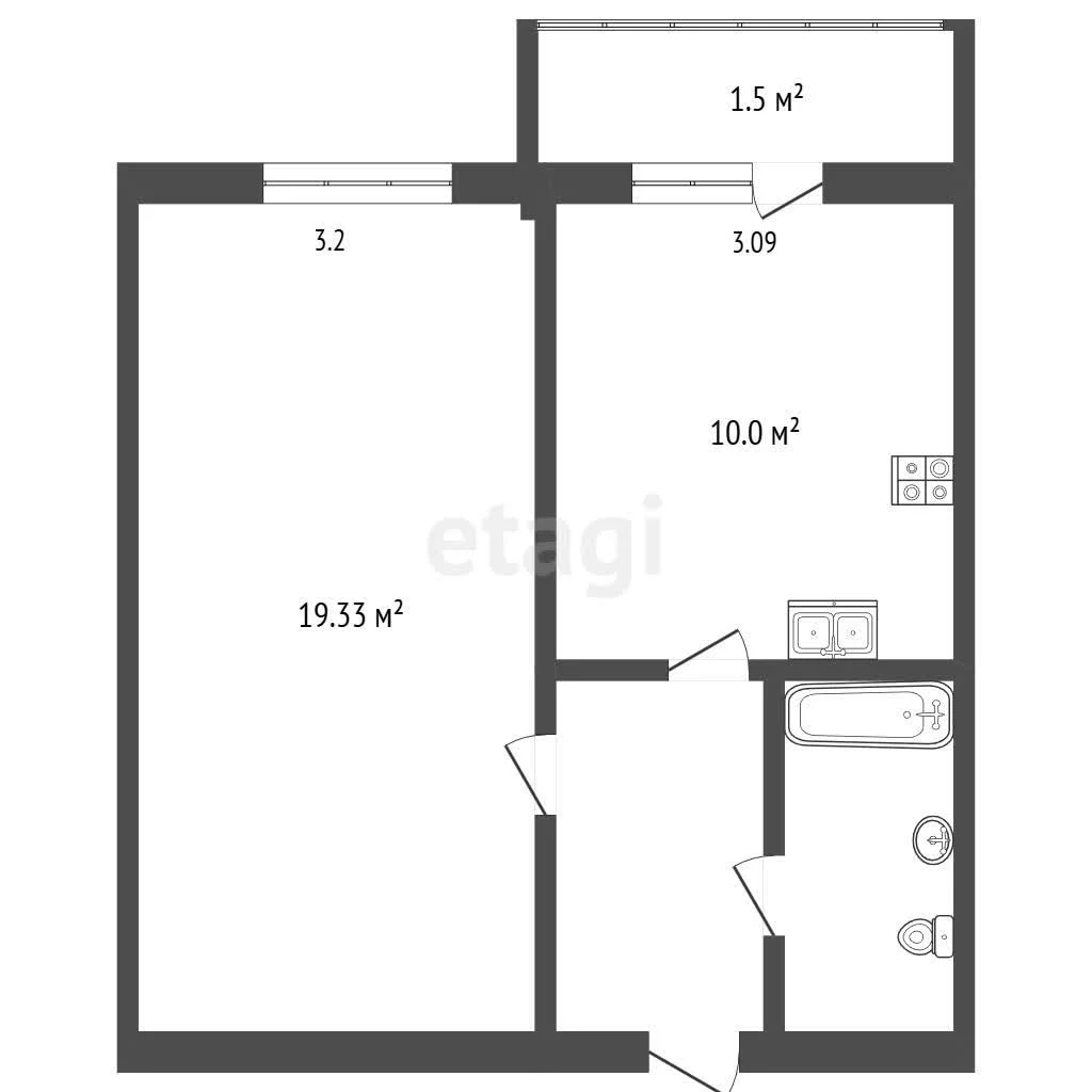 1-к квартира, 36.9м² (улица Чайковского, 27) - миниатюра 8