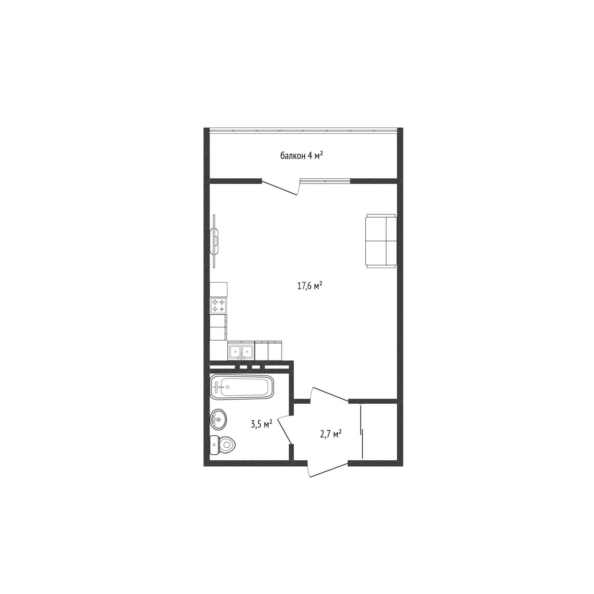 Студия, 23.5м² (улица Героя Пешкова, 14к3) - миниатюра 20