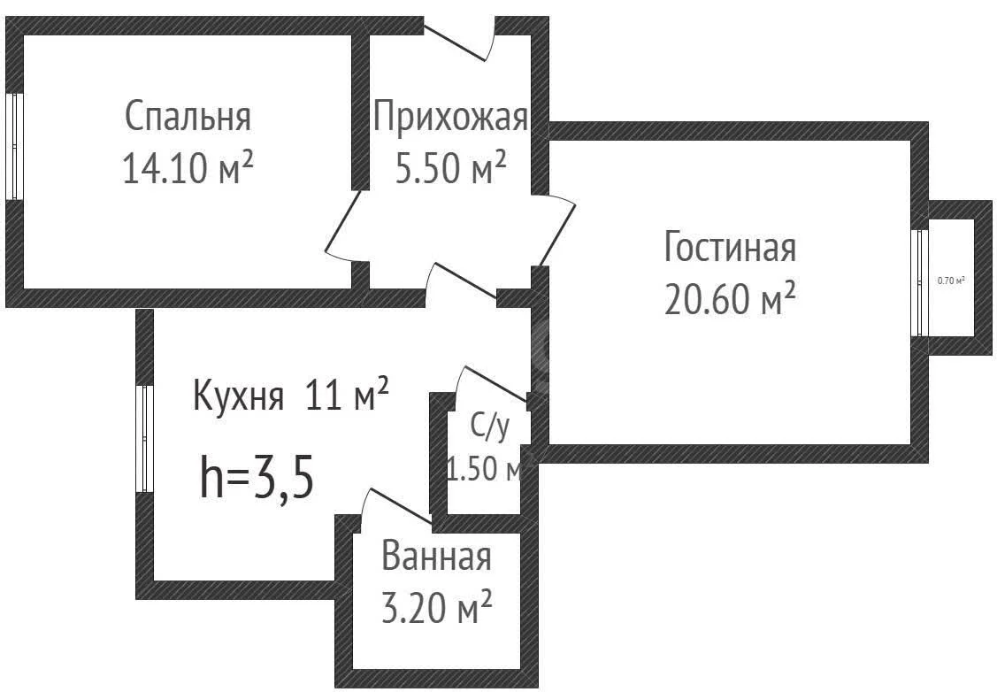 2-к квартира, 56.9м² (Базовская улица, 32) - миниатюра 18
