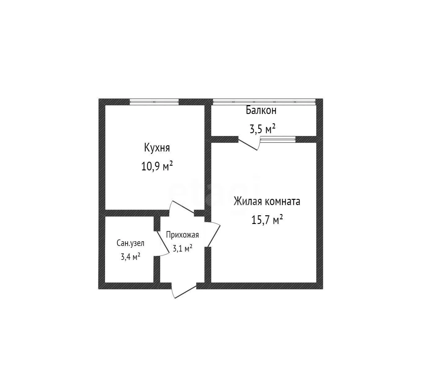 1-к квартира, 33.5м² (Бжегокайская улица, 90/3к2) - миниатюра 13