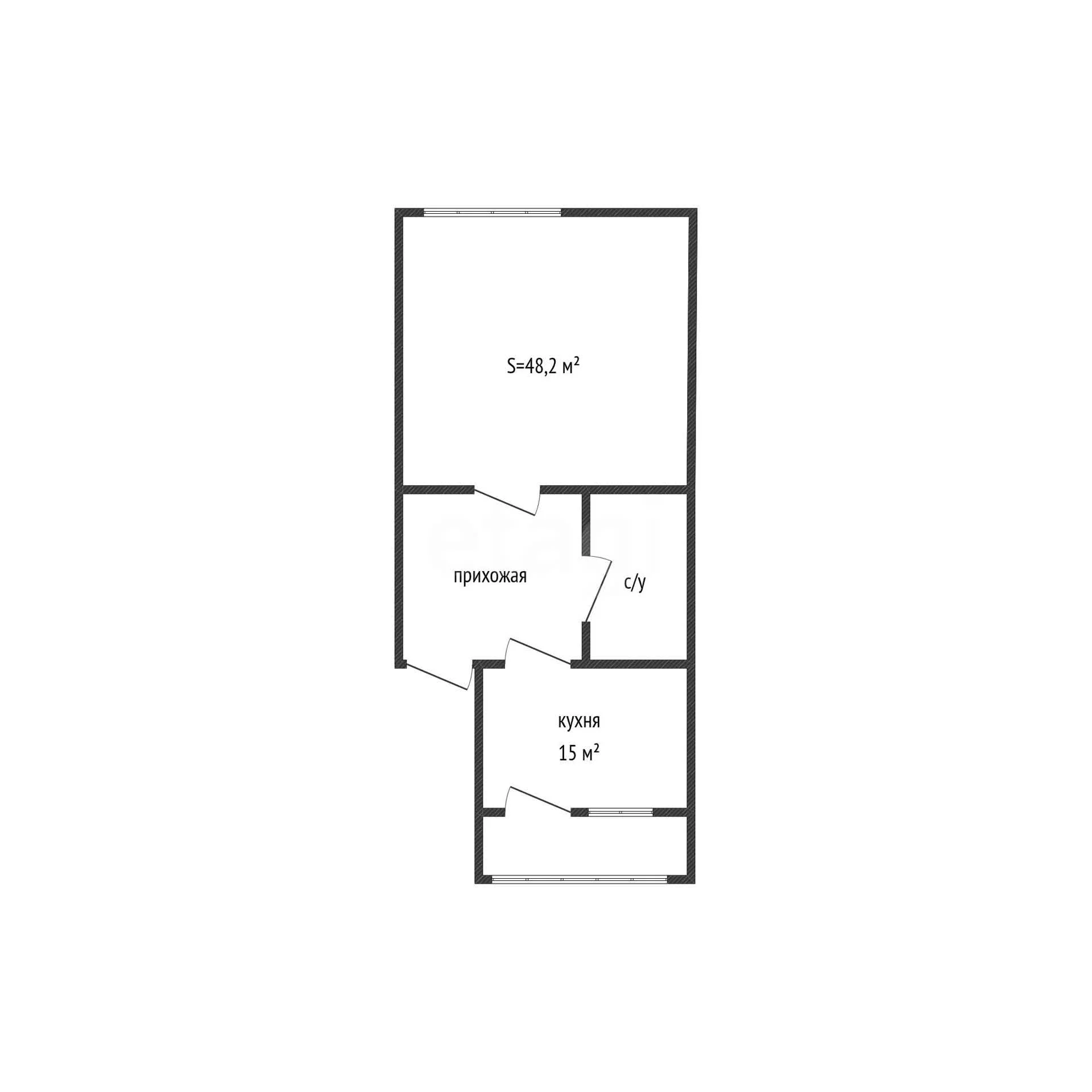 1-к квартира, 48.2м² (Весенняя улица, 39) - миниатюра 9