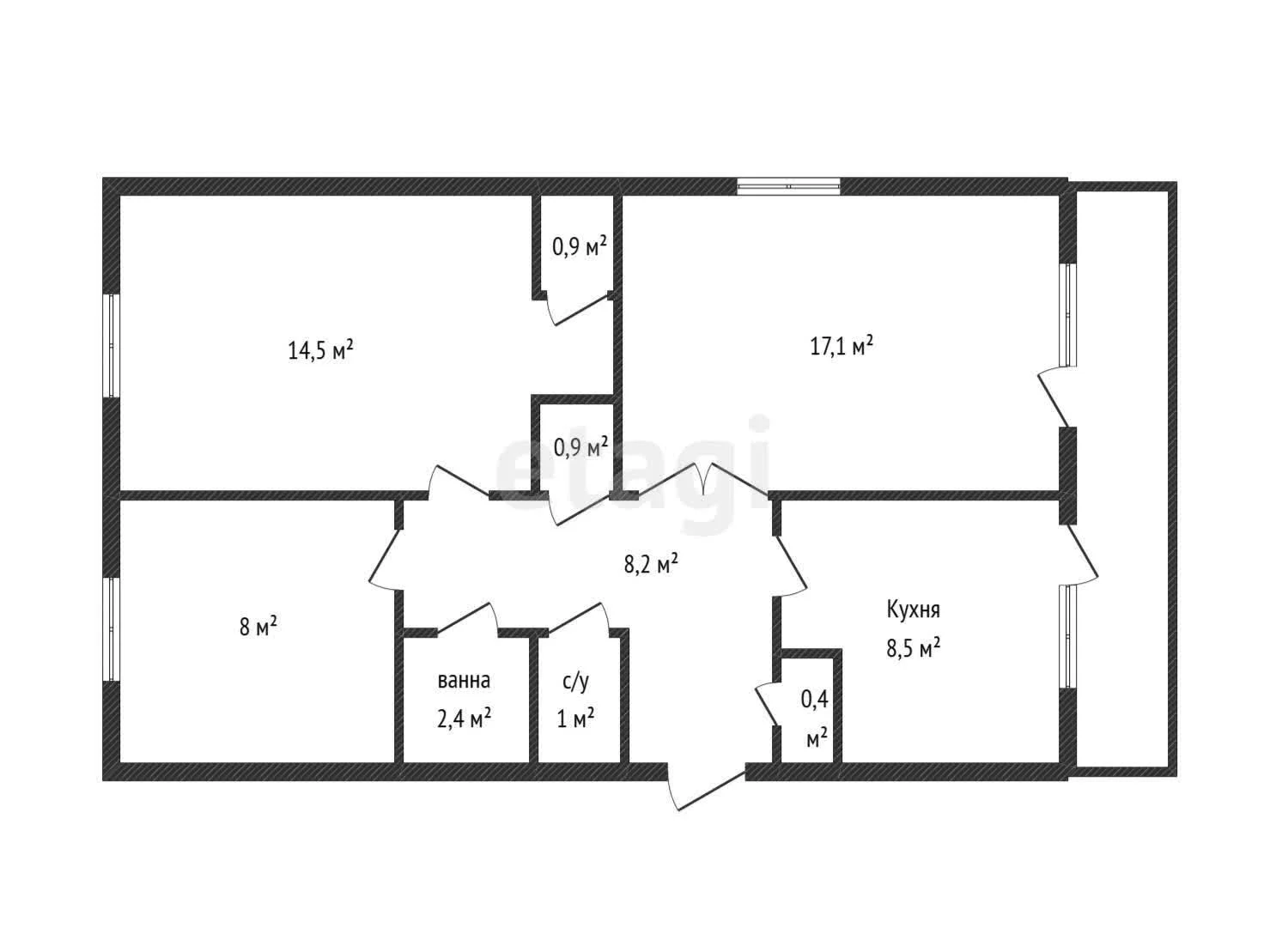 3-к квартира, 61.9м² (Тепличная улица, 32) - миниатюра 37
