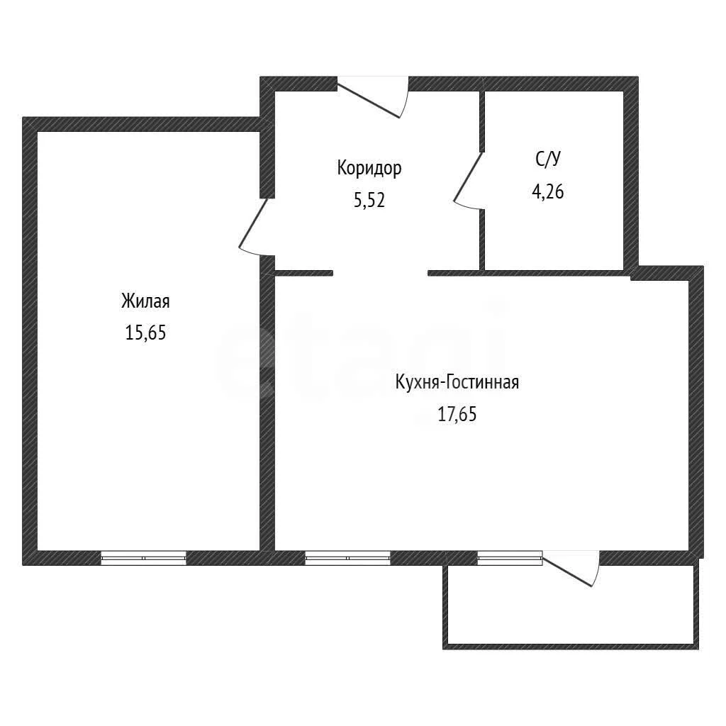 1-к квартира, 44м² (Конгрессная улица, 19/1) - миниатюра 9