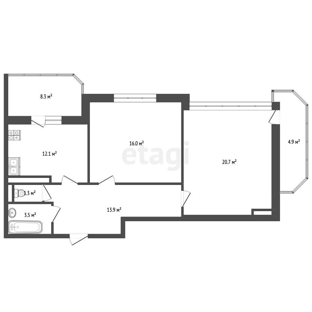 2-к квартира, 72.2м² (улица Думенко, 21) - миниатюра 11